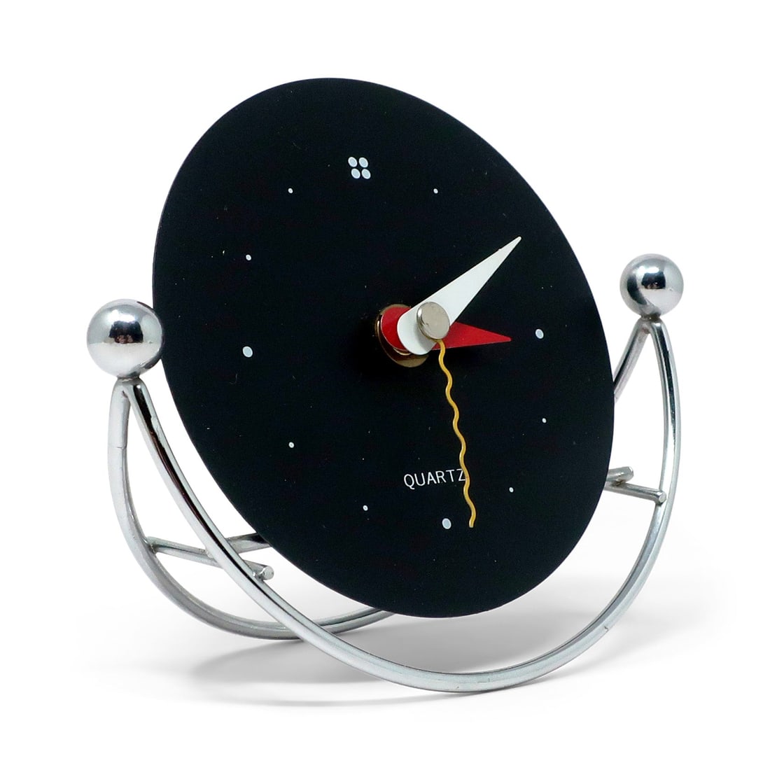 1980s Postmodern Chrome Rocking Desk Clock - 4