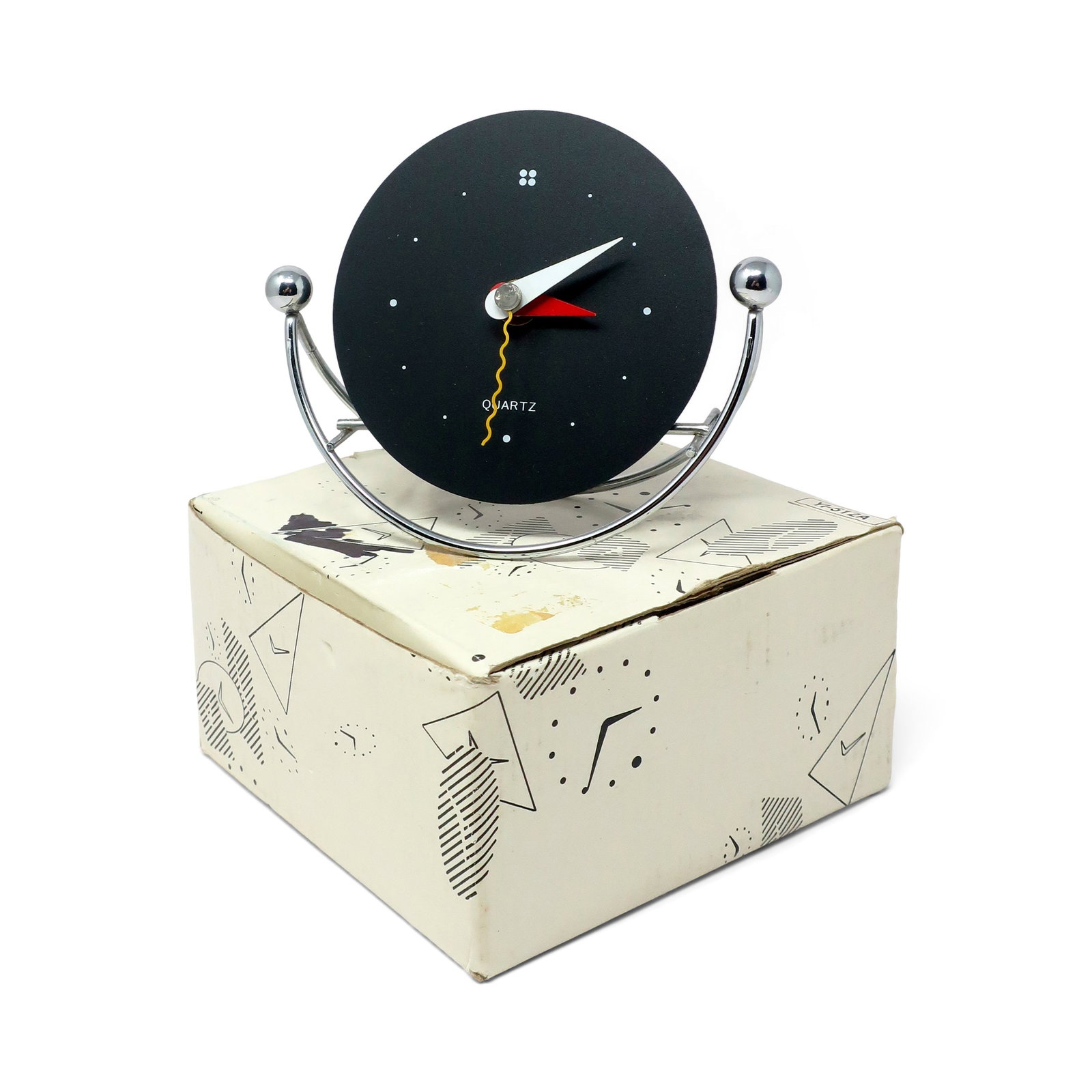 1980s Postmodern Chrome Rocking Desk Clock - 5