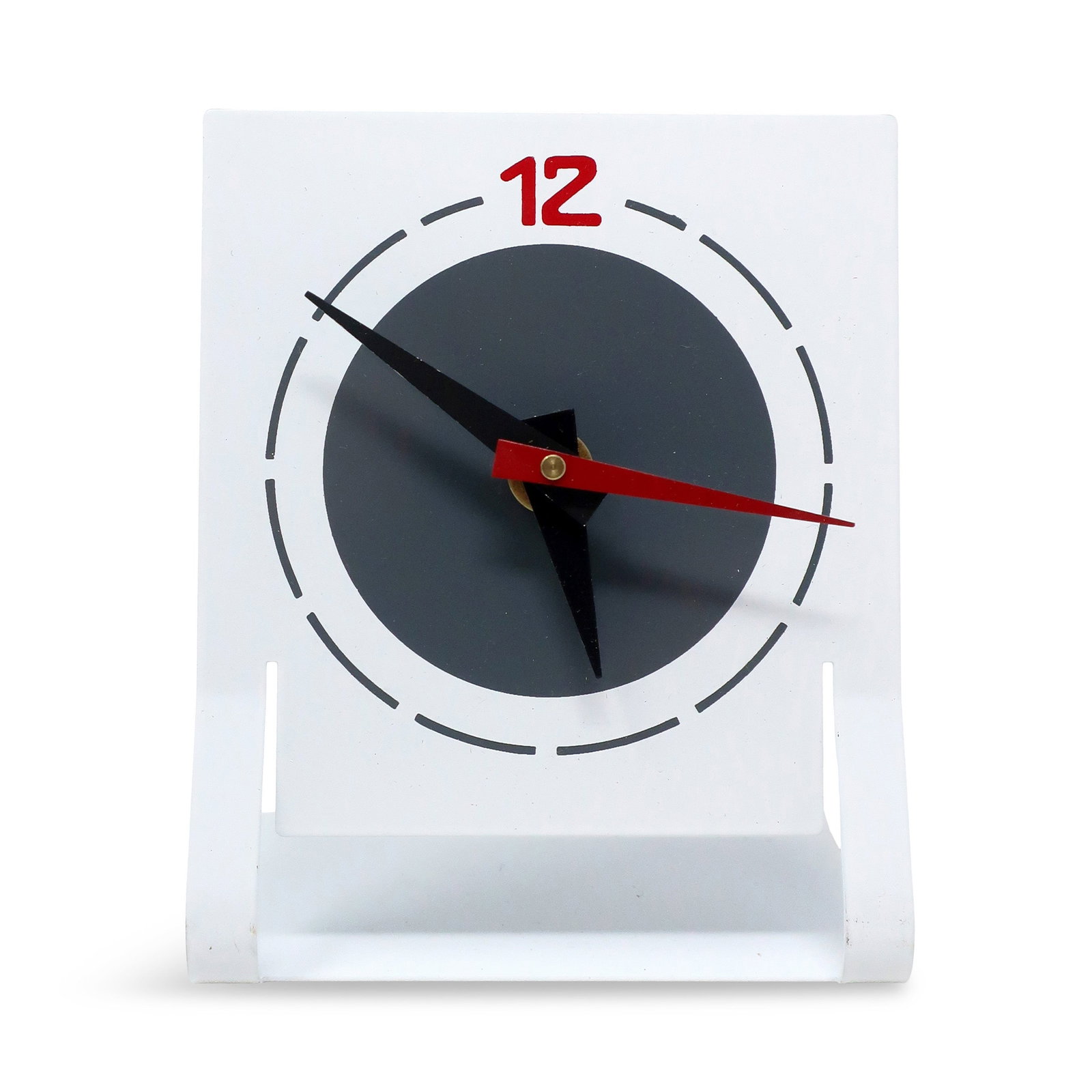 1980s White Metal Desk Clock by Time Square - 2