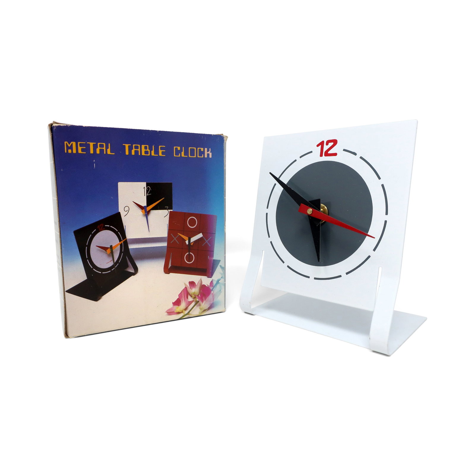 1980s White Metal Desk Clock by Time Square - 4