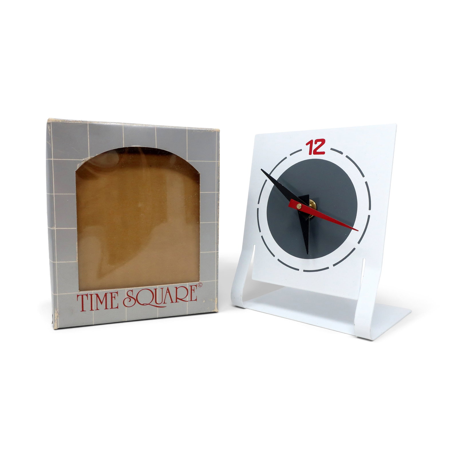 1980s White Metal Desk Clock by Time Square - 5