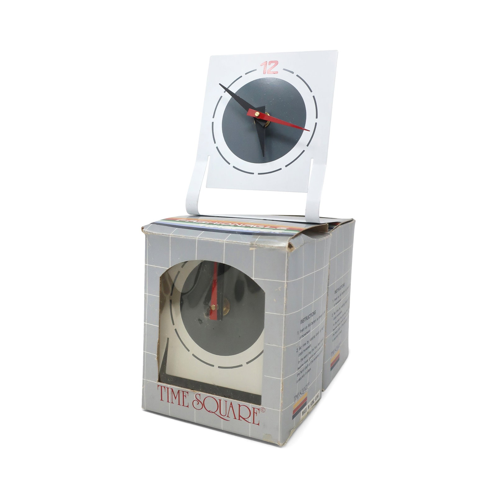1980s White Metal Desk Clock by Time Square - 6