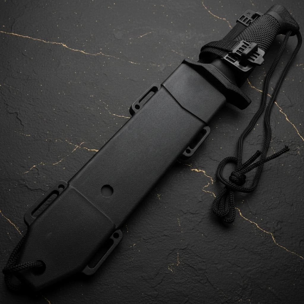 Black Combat Bowie Knife 12" Fixed Blade for Tactical Survival Hunting with Hard Sheath - 3