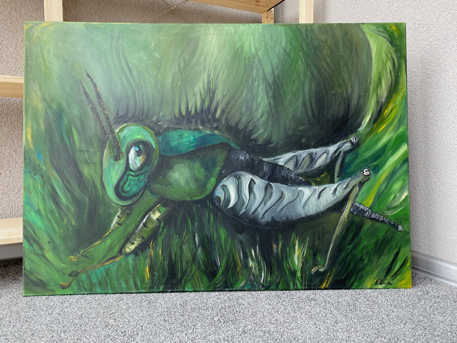 Acrylic painting of a Grasshopper - 2