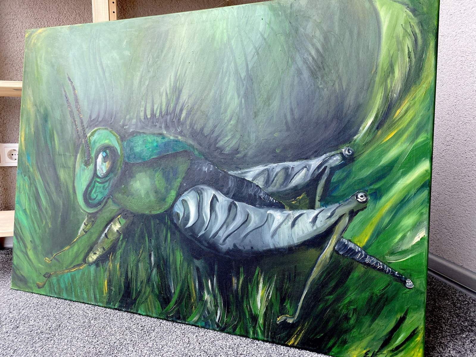 Acrylic painting of a Grasshopper - 5