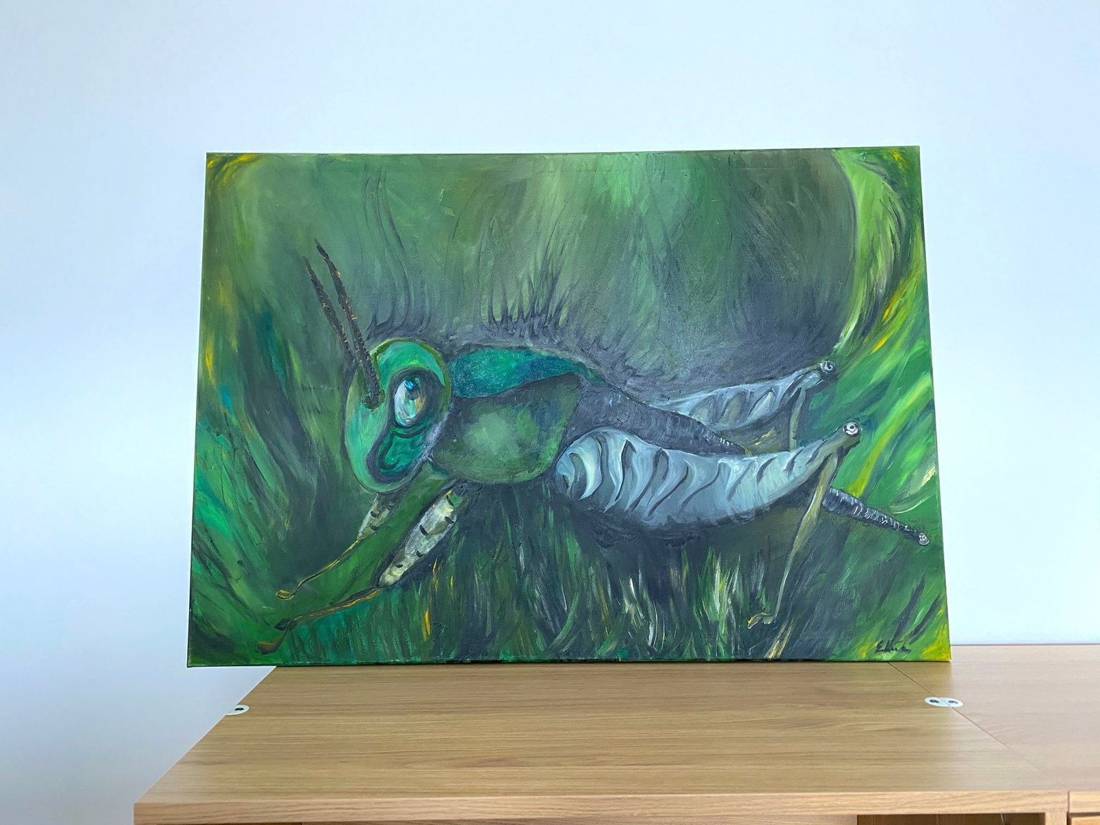 Acrylic painting of a Grasshopper - 7