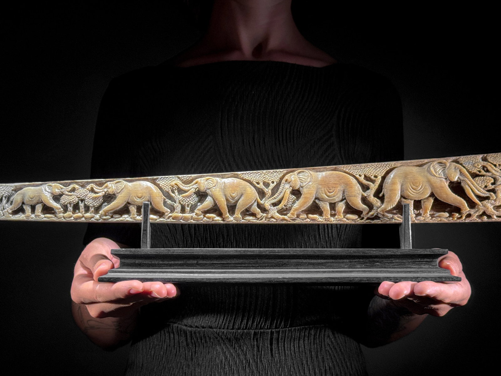 A stunning carved swordfish rostrum - Parade of Savannah elephants - 10