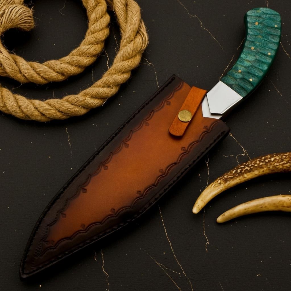 Custom Handmade D2 Steel Bowie Knife 15" Hunting Survival Knife w/ Leather Sheath - 6