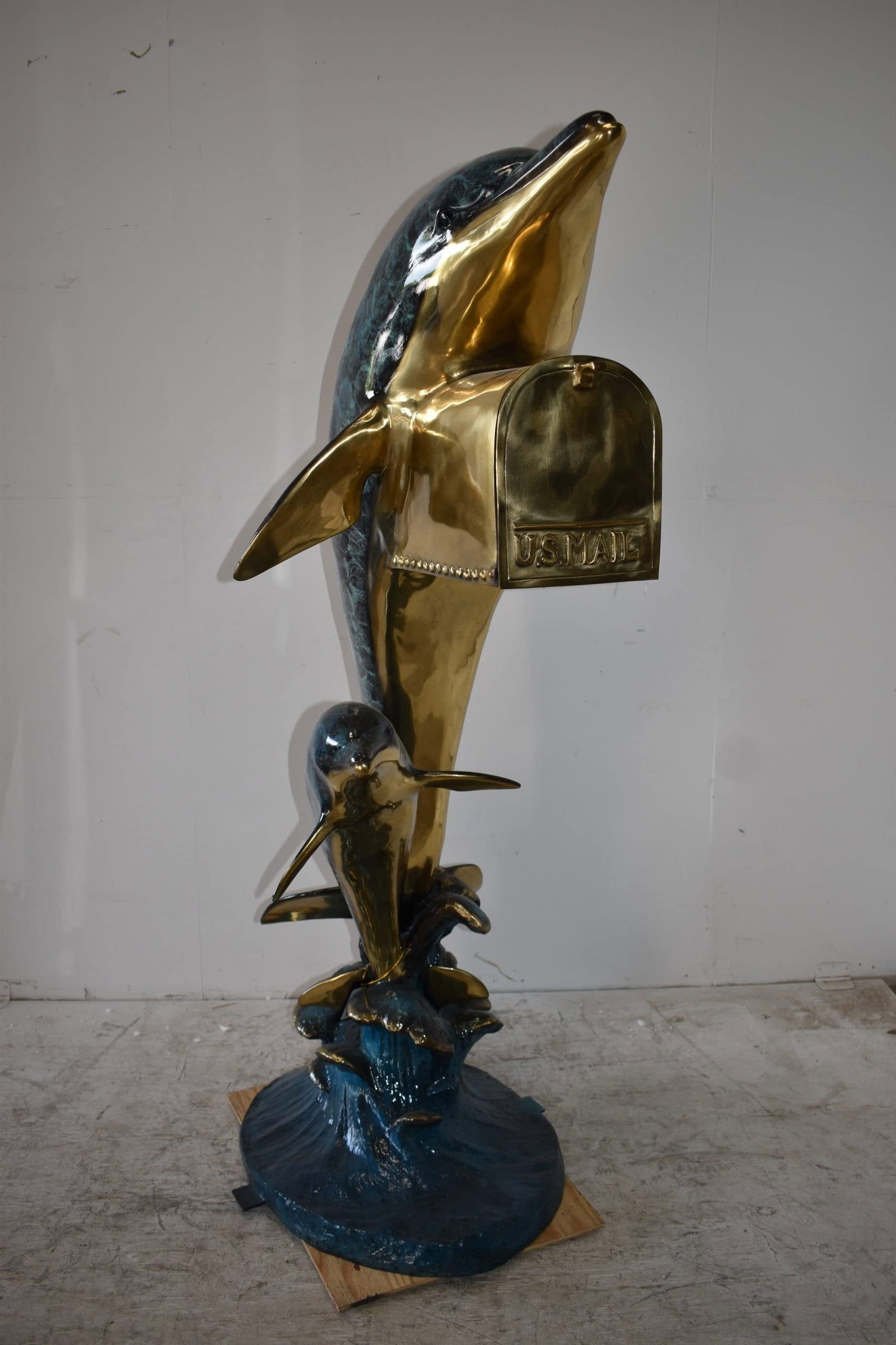 Two Dolphins Mailbox Made of Bronze Statue Size: 48" x 31" x 68"H - 10