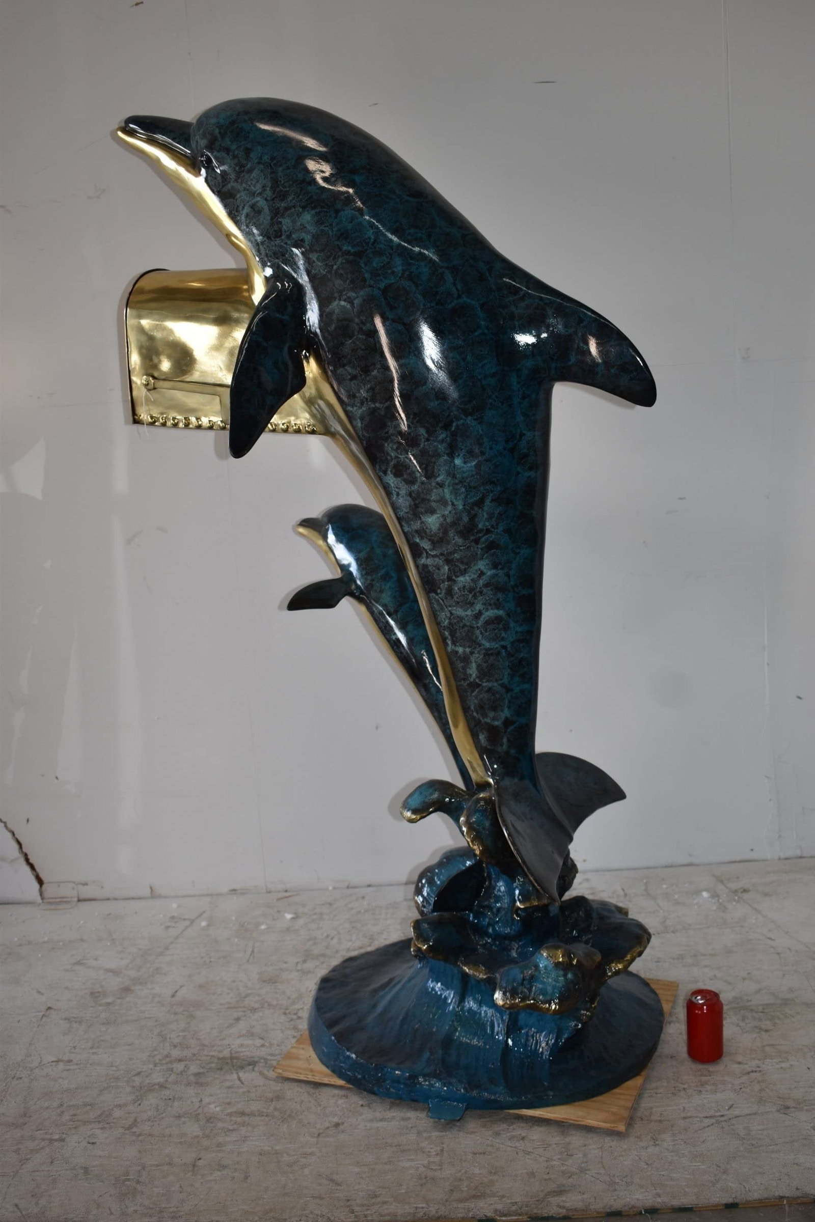 Two Dolphins Mailbox Made of Bronze Statue Size: 48" x 31" x 68"H - 5