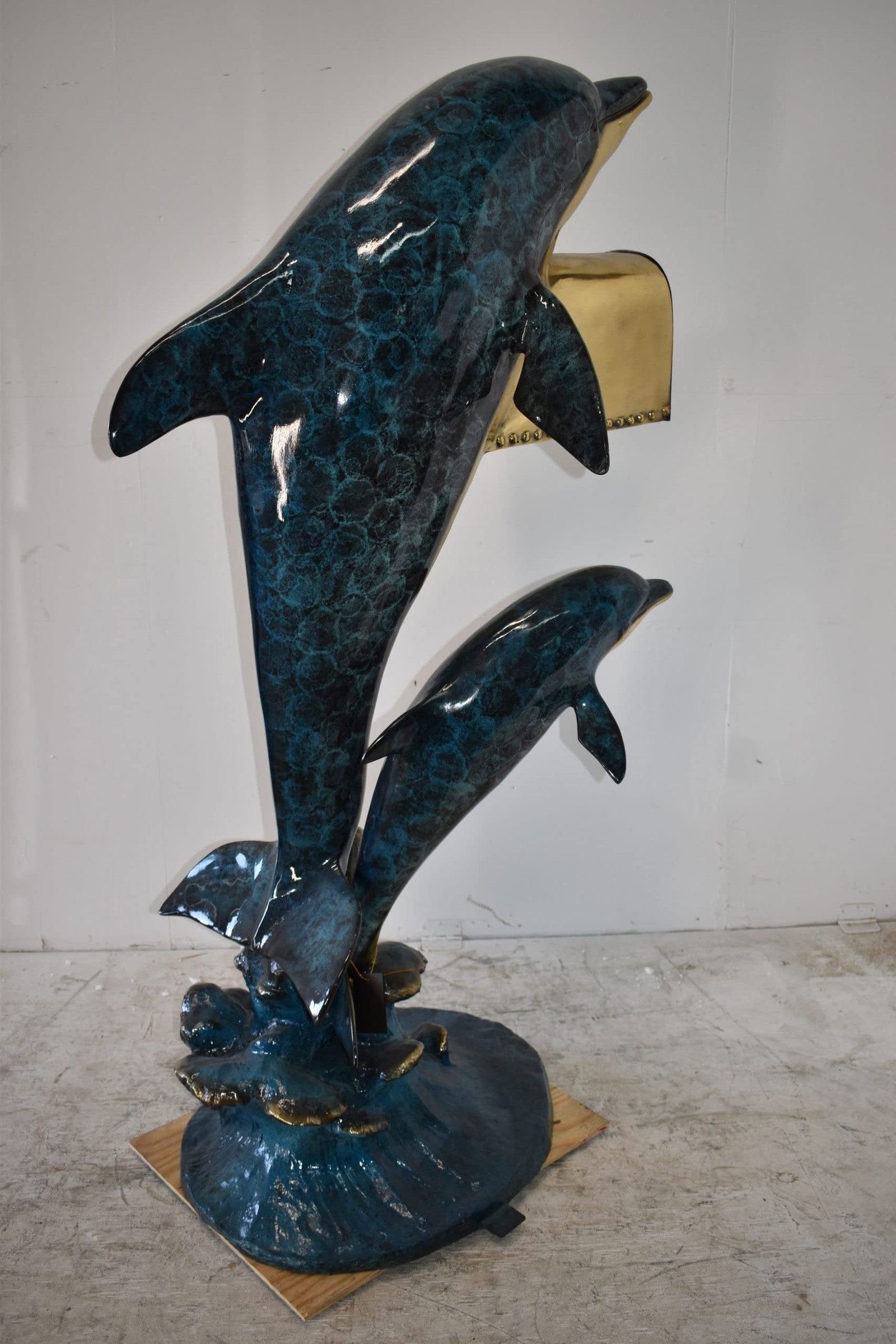 Two Dolphins Mailbox Made of Bronze Statue Size: 48" x 31" x 68"H - 8