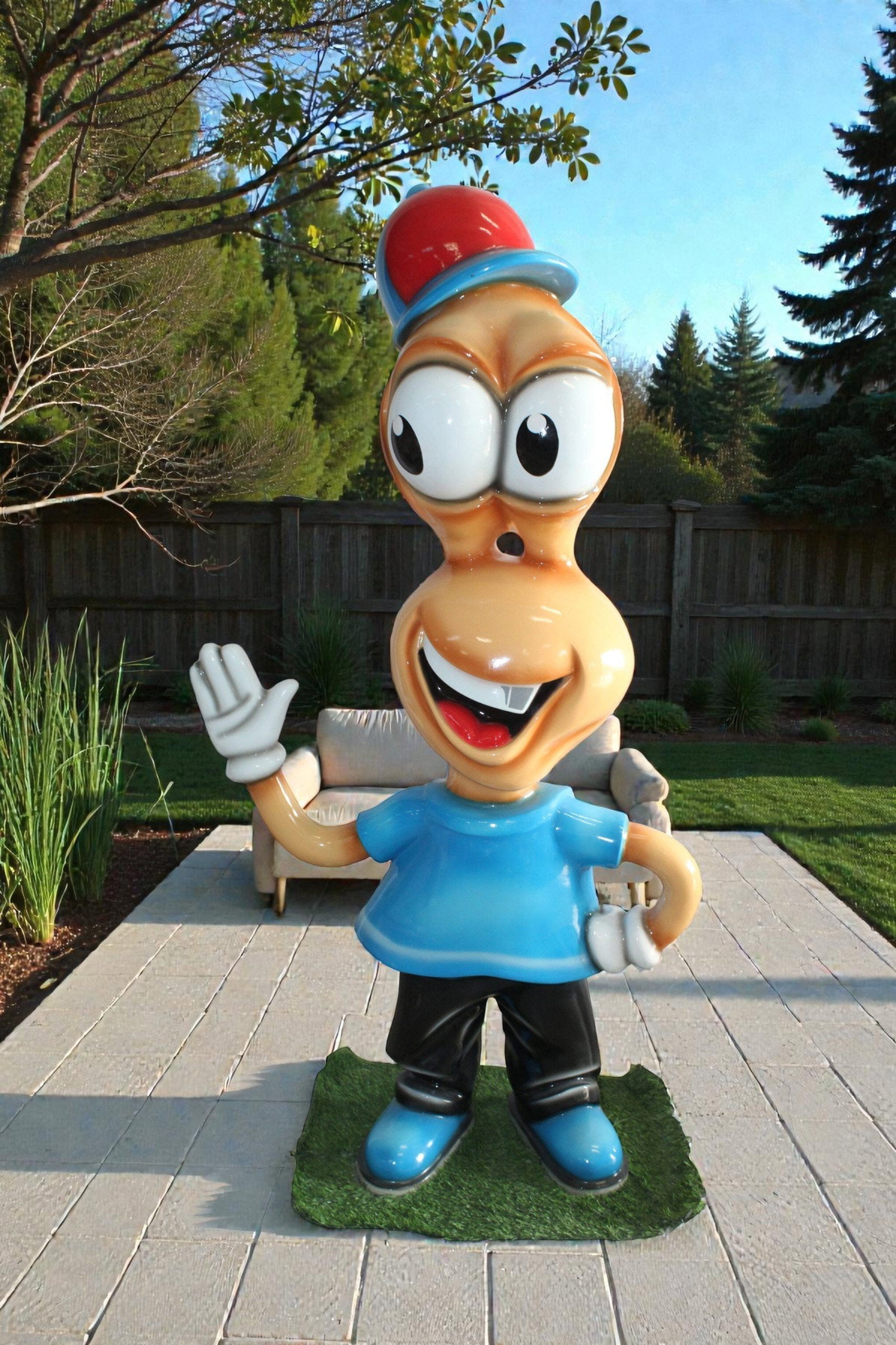 Fiberglass Peanut Cartoon Statue, Nostalgic Comic Charm 36" x 16" x 66"H - 2