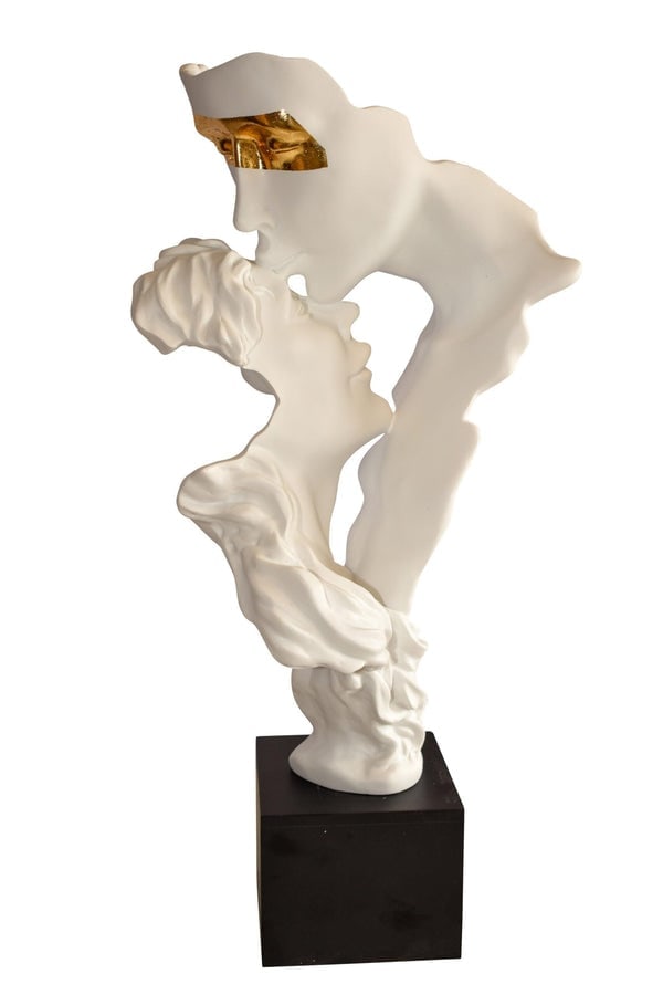 Abstract Modern Lovers White Resin Statue 12" x 8" x 26"H - 4