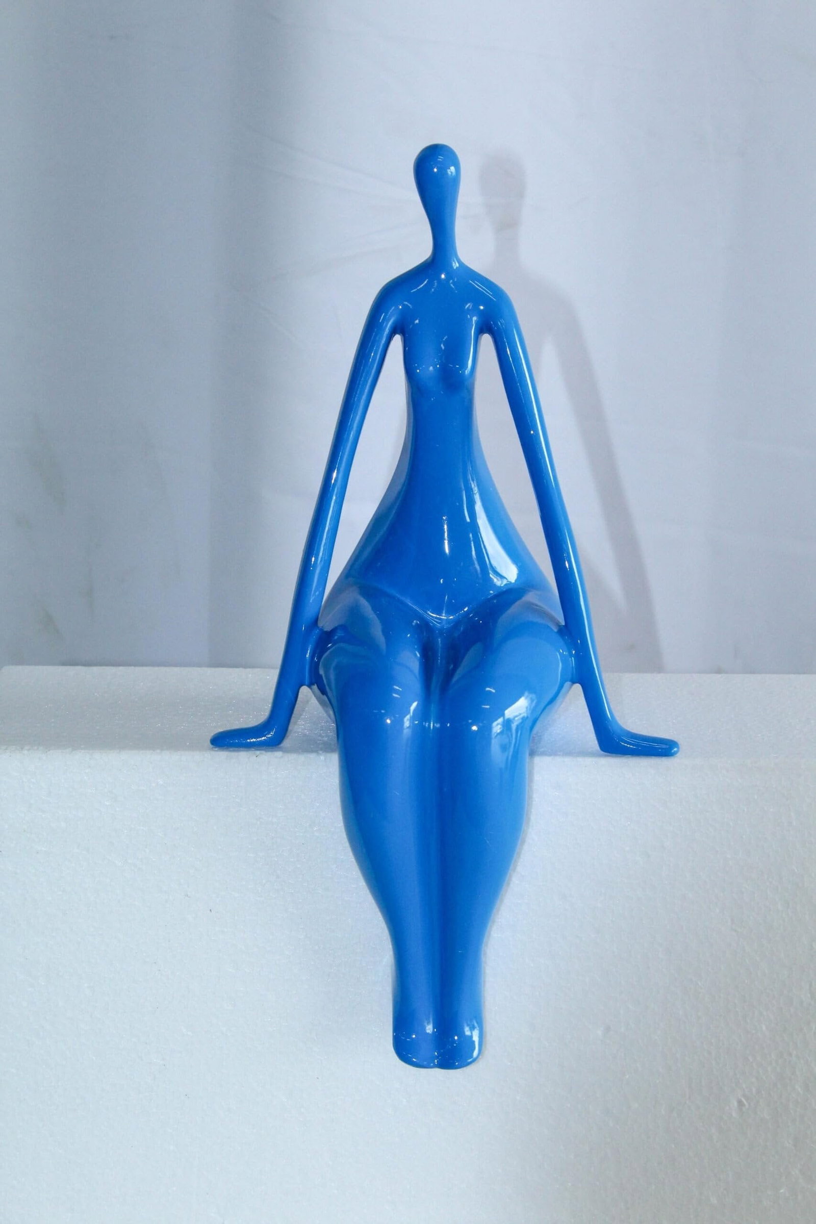 Modern Abstract Art Resin Statue Sitting On Edge Female Figure 8" x 6" x 15"H - 4