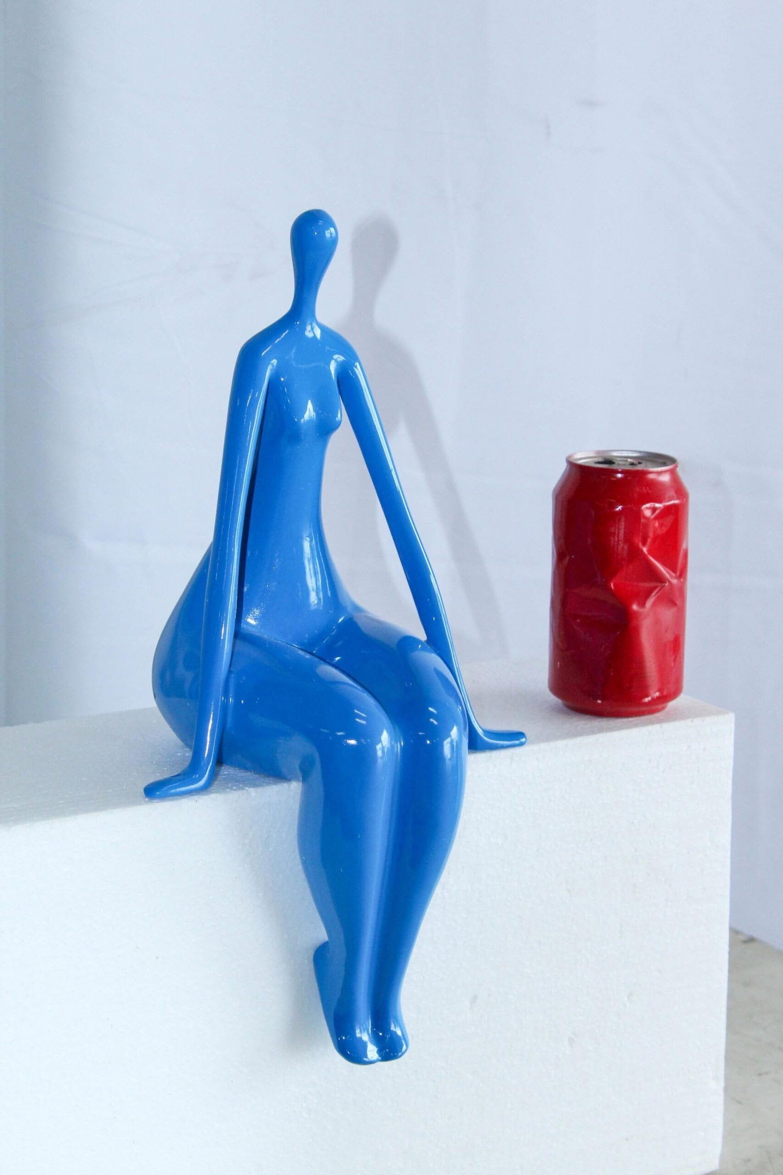 Modern Abstract Art Resin Statue Sitting On Edge Female Figure 8" x 6" x 15"H - 5