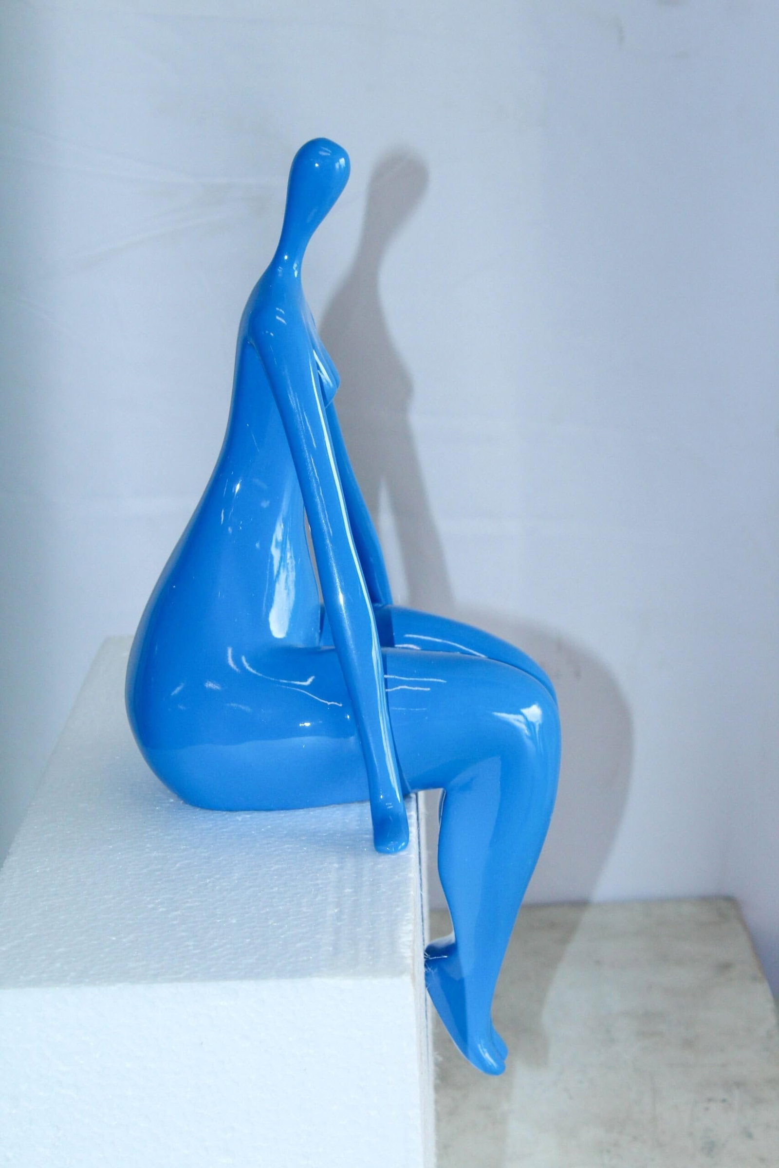 Modern Abstract Art Resin Statue Sitting On Edge Female Figure 8" x 6" x 15"H - 7