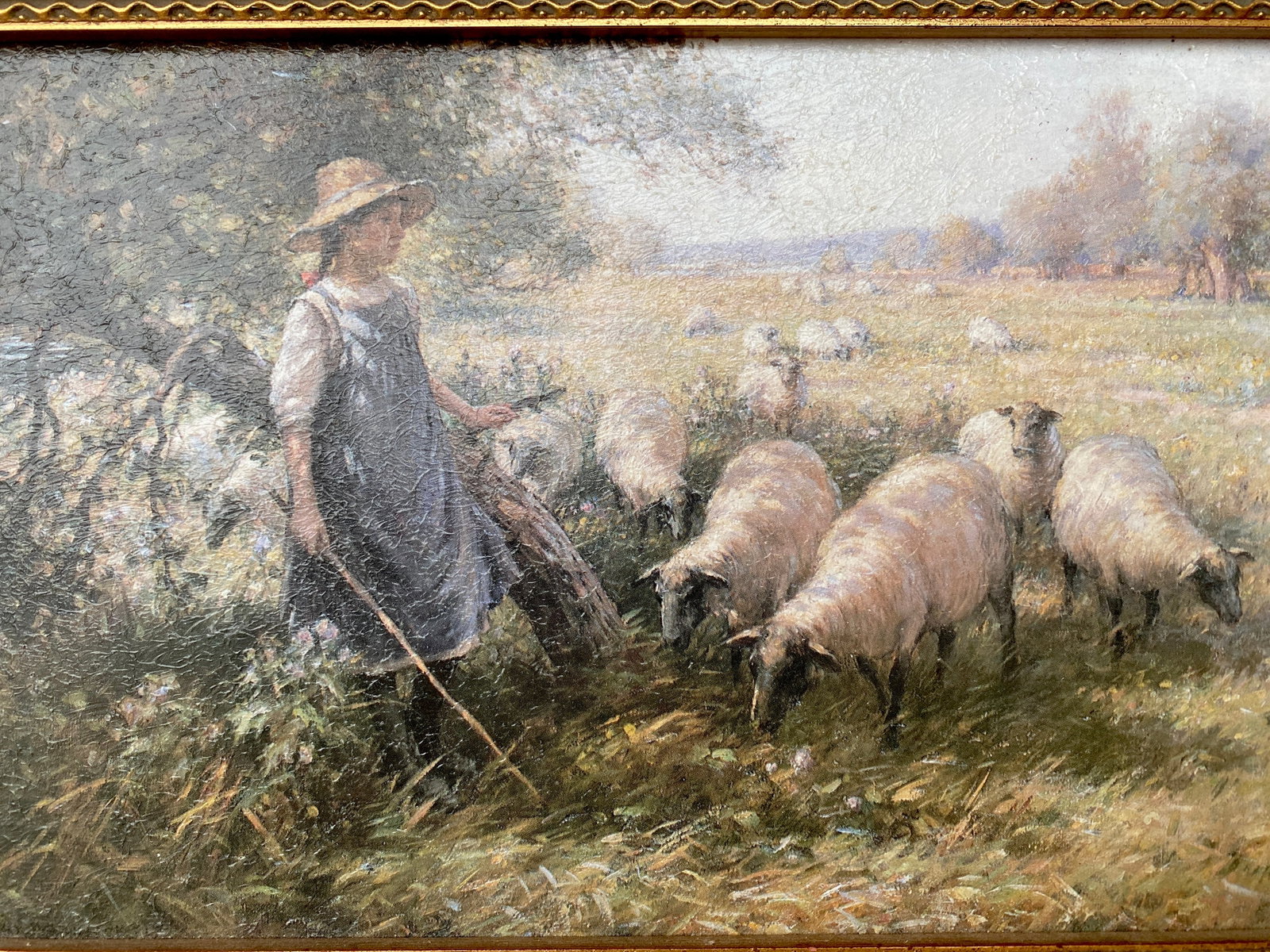 Antique framed painting by W.Blacklock - The Shepherd's Daughter - 2