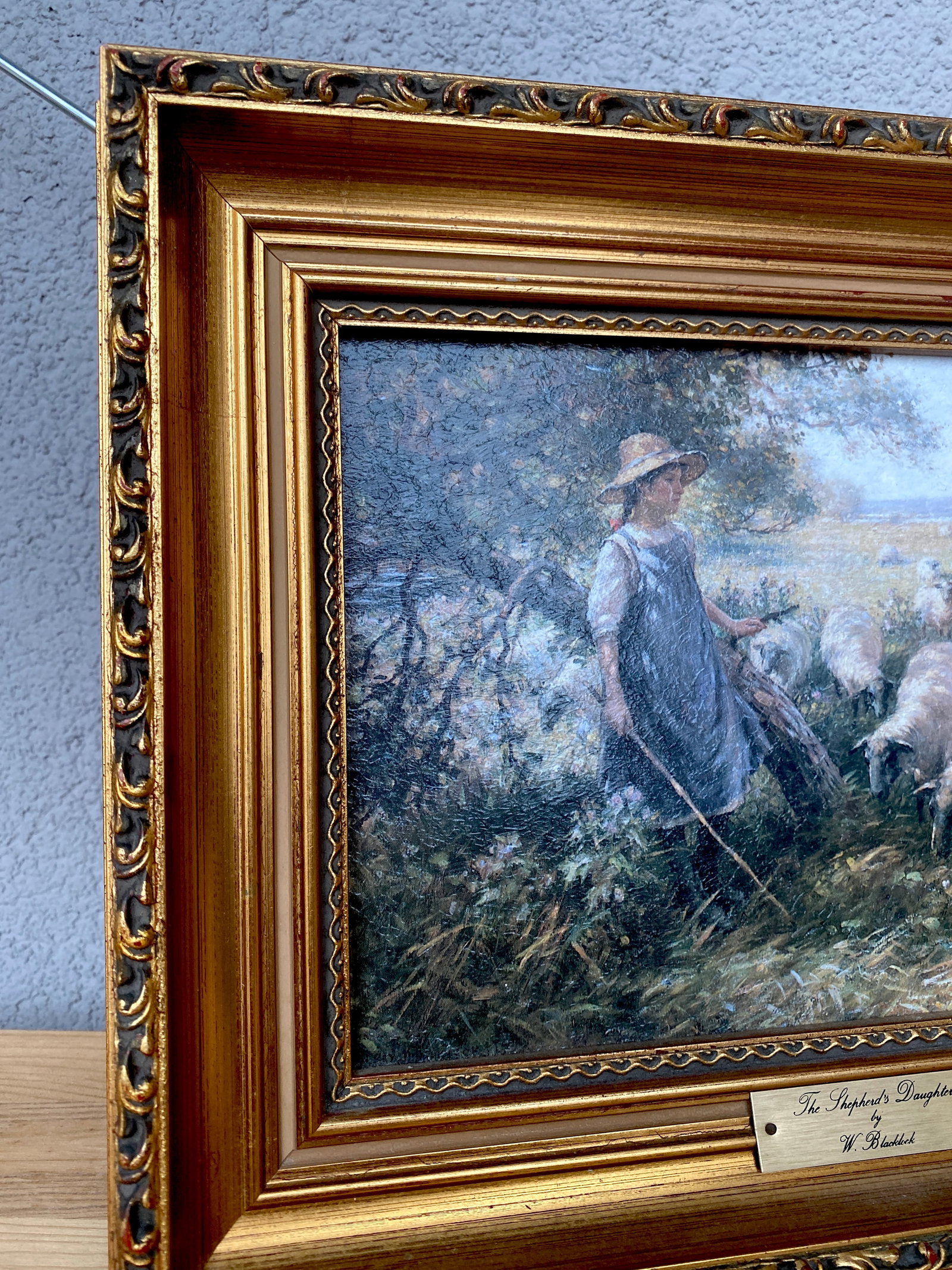 Antique framed painting by W.Blacklock - The Shepherd's Daughter - 3