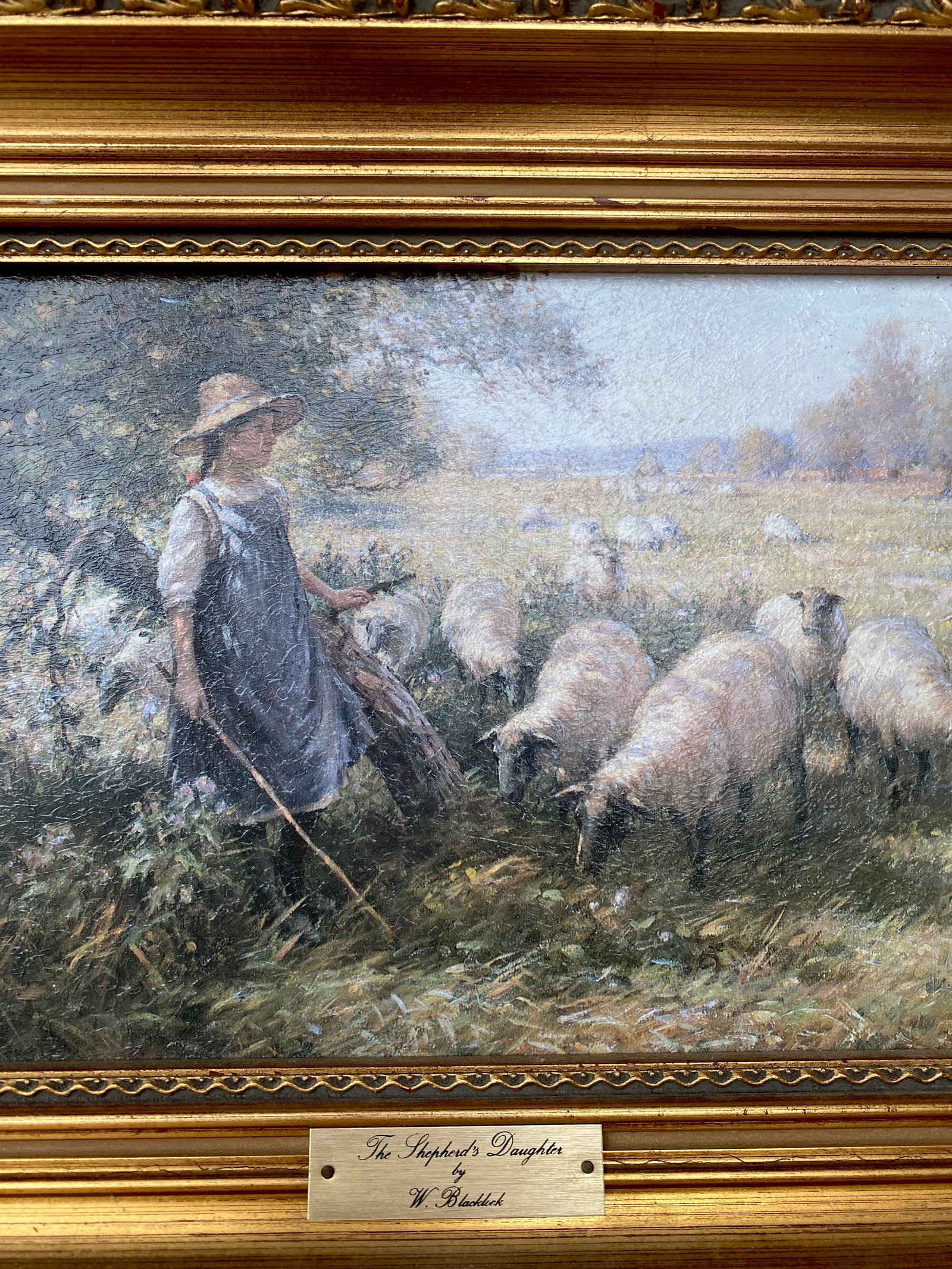 Antique framed painting by W.Blacklock - The Shepherd's Daughter - 4