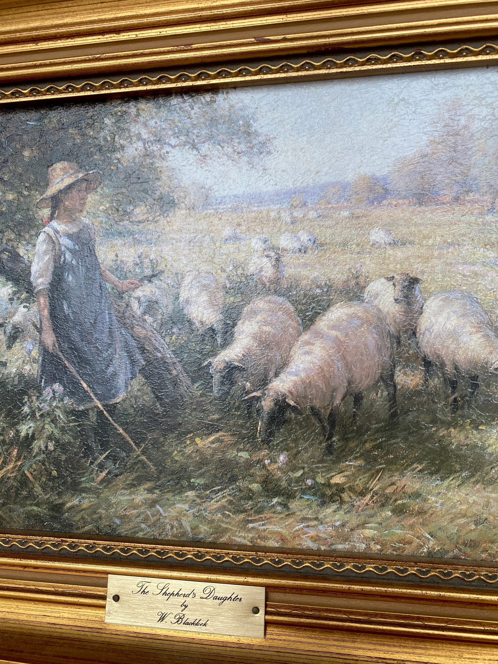 Antique framed painting by W.Blacklock - The Shepherd's Daughter - 5