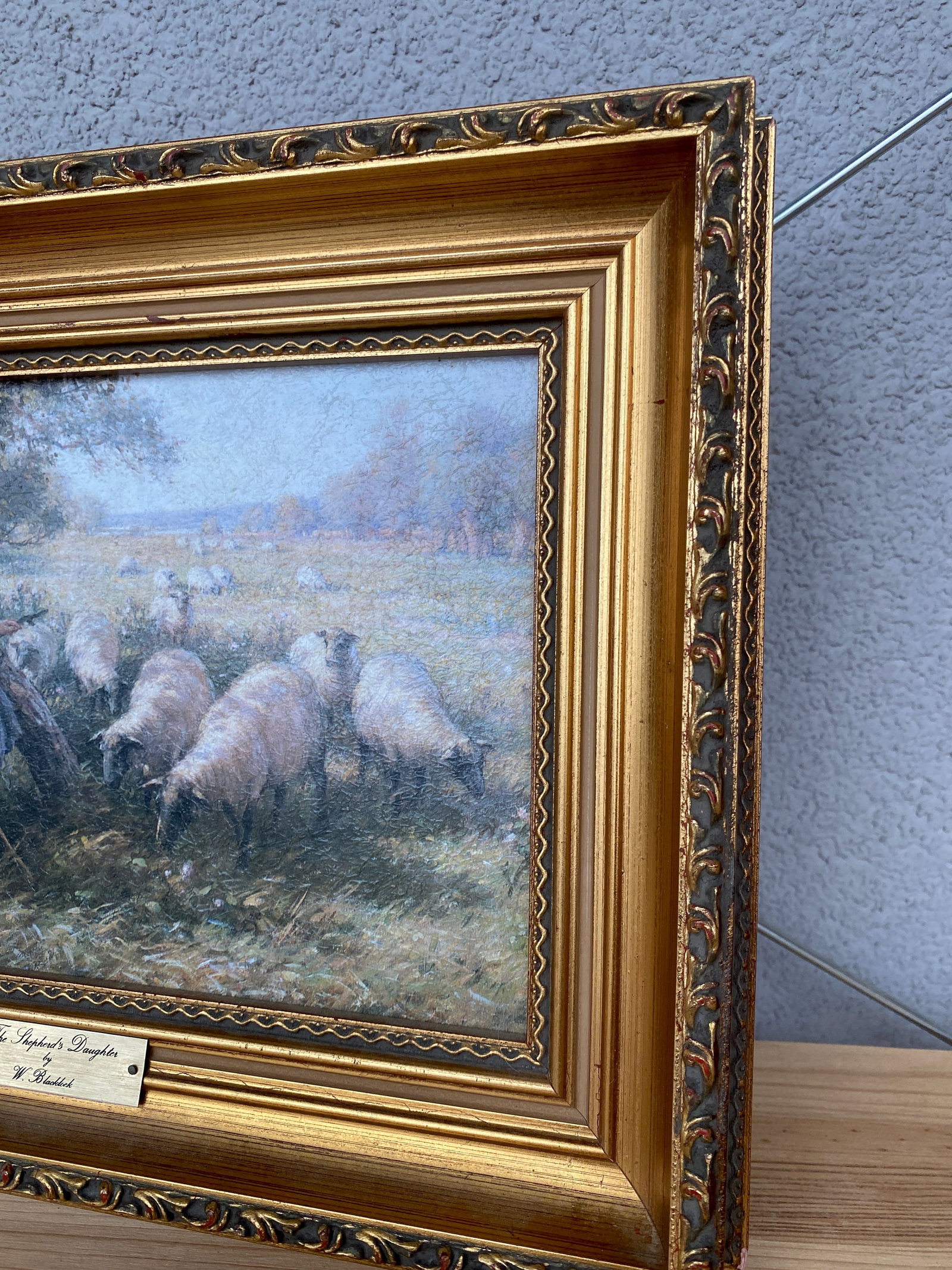 Antique framed painting by W.Blacklock - The Shepherd's Daughter - 6
