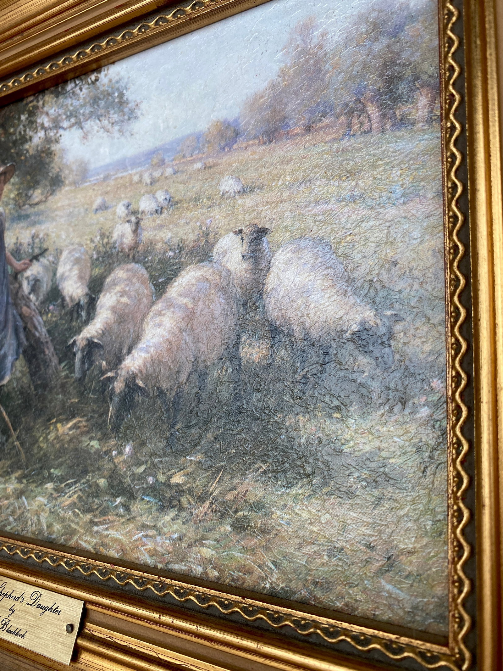 Antique framed painting by W.Blacklock - The Shepherd's Daughter - 8