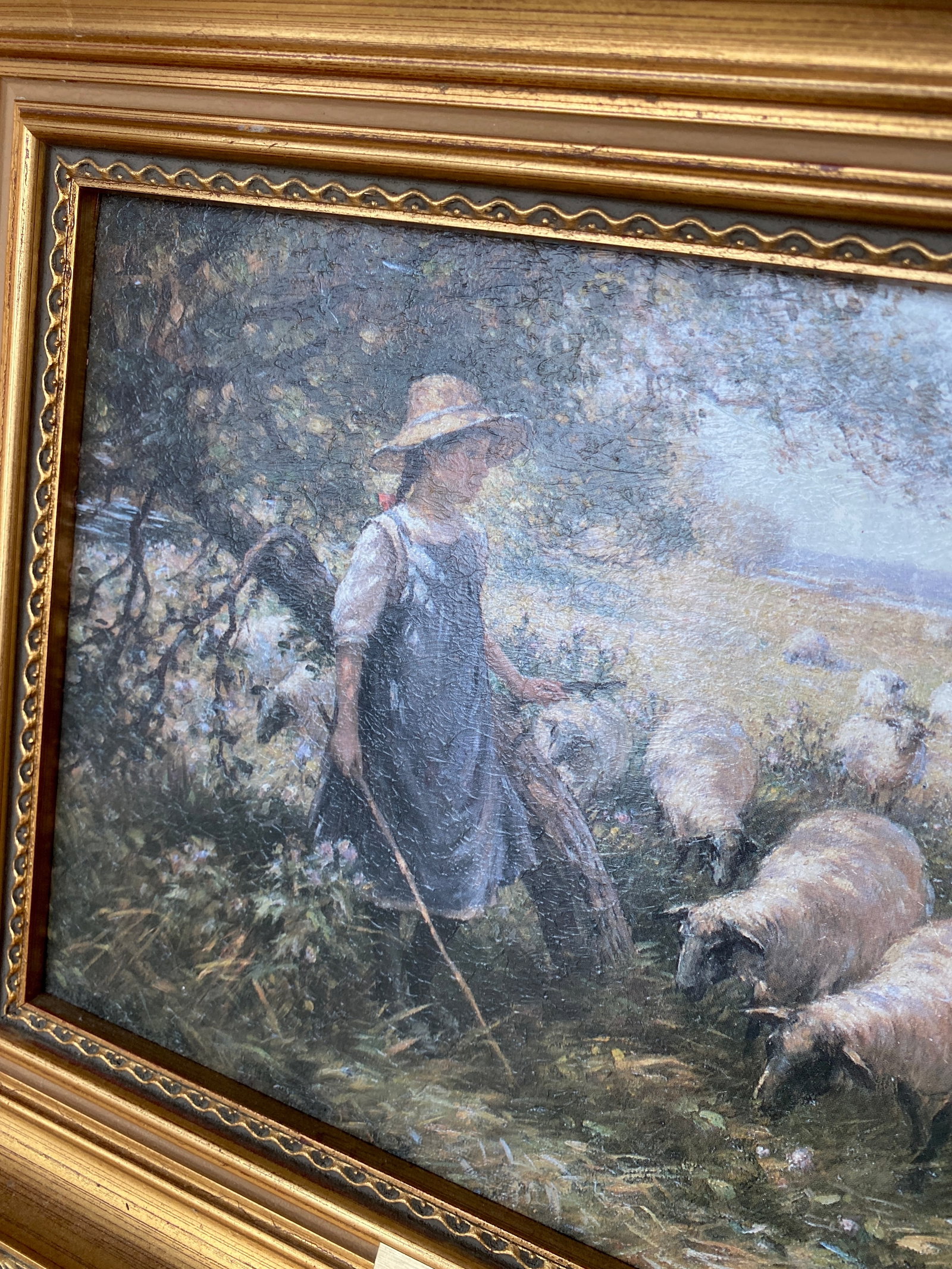 Antique framed painting by W.Blacklock - The Shepherd's Daughter - 9