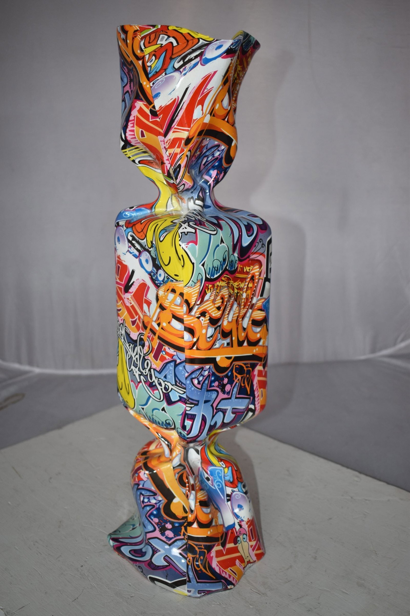 Modern Art of a Large Graffiti Candy Statue Made of Resin Size: 9" x 8" x 24"H - 10