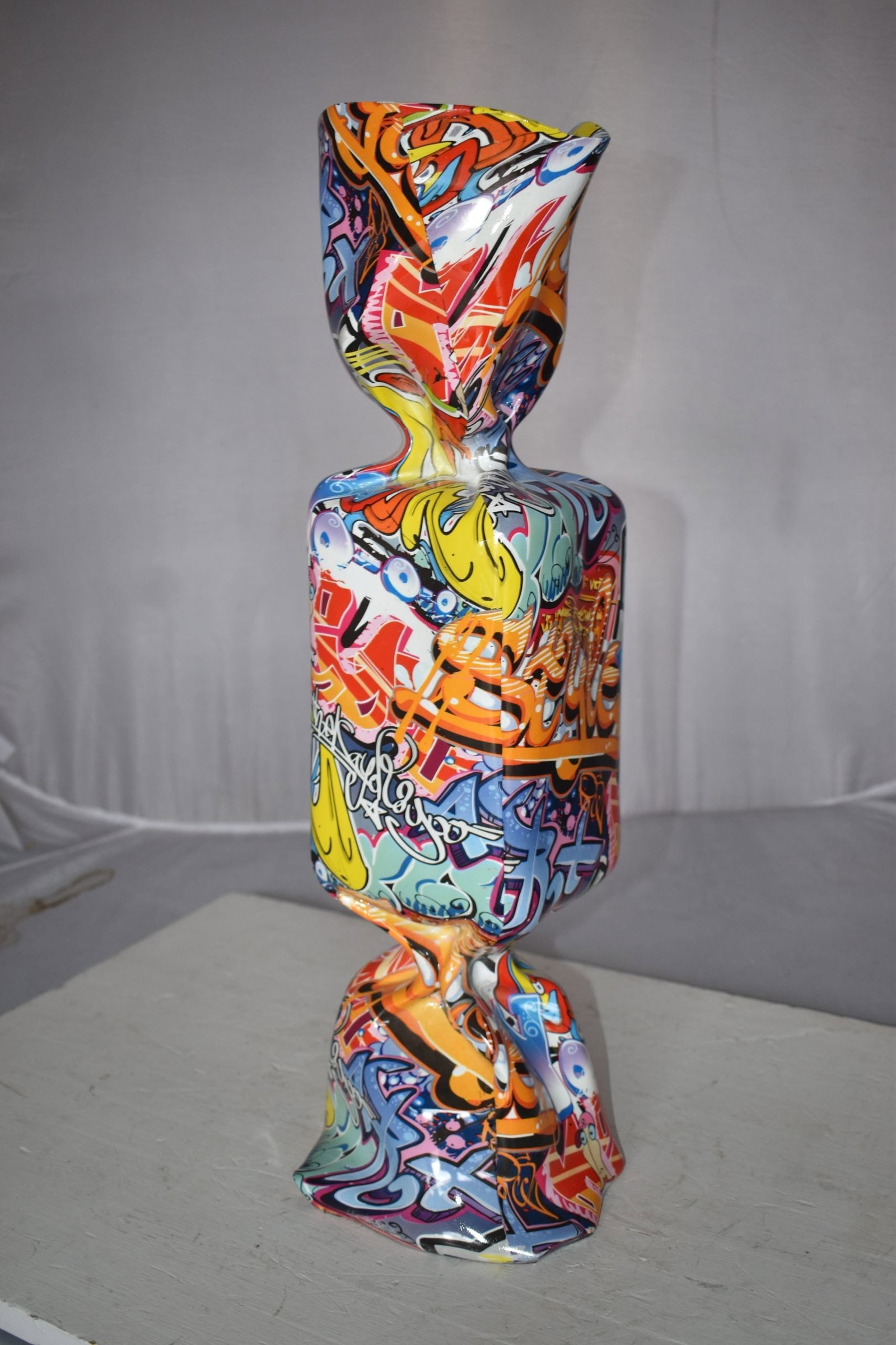 Modern Art of a Large Graffiti Candy Statue Made of Resin Size: 9" x 8" x 24"H - 11