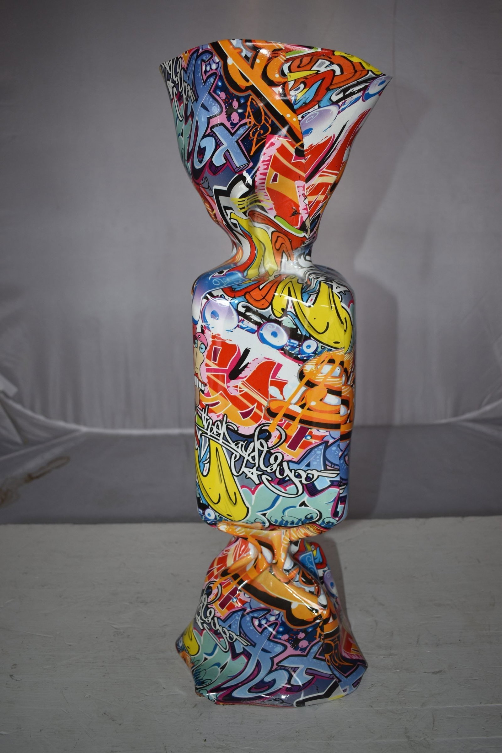 Modern Art of a Large Graffiti Candy Statue Made of Resin Size: 9" x 8" x 24"H - 4