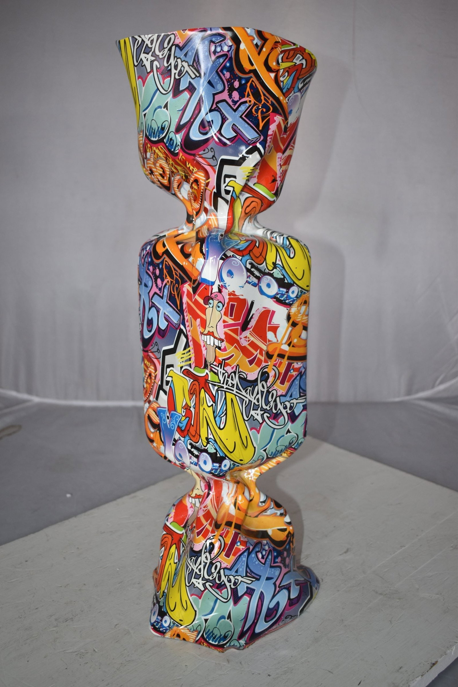 Modern Art of a Large Graffiti Candy Statue Made of Resin Size: 9" x 8" x 24"H - 5
