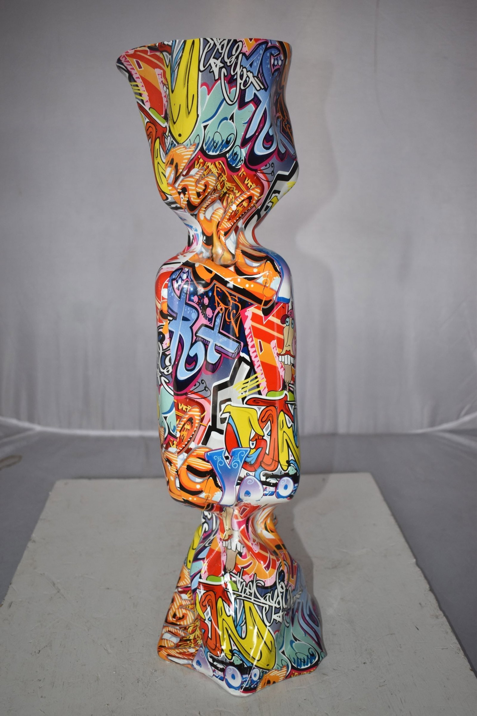 Modern Art of a Large Graffiti Candy Statue Made of Resin Size: 9" x 8" x 24"H - 6
