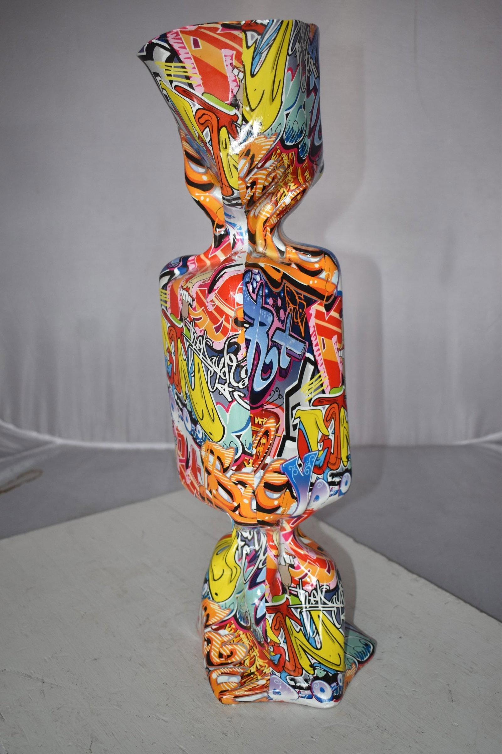 Modern Art of a Large Graffiti Candy Statue Made of Resin Size: 9" x 8" x 24"H - 7