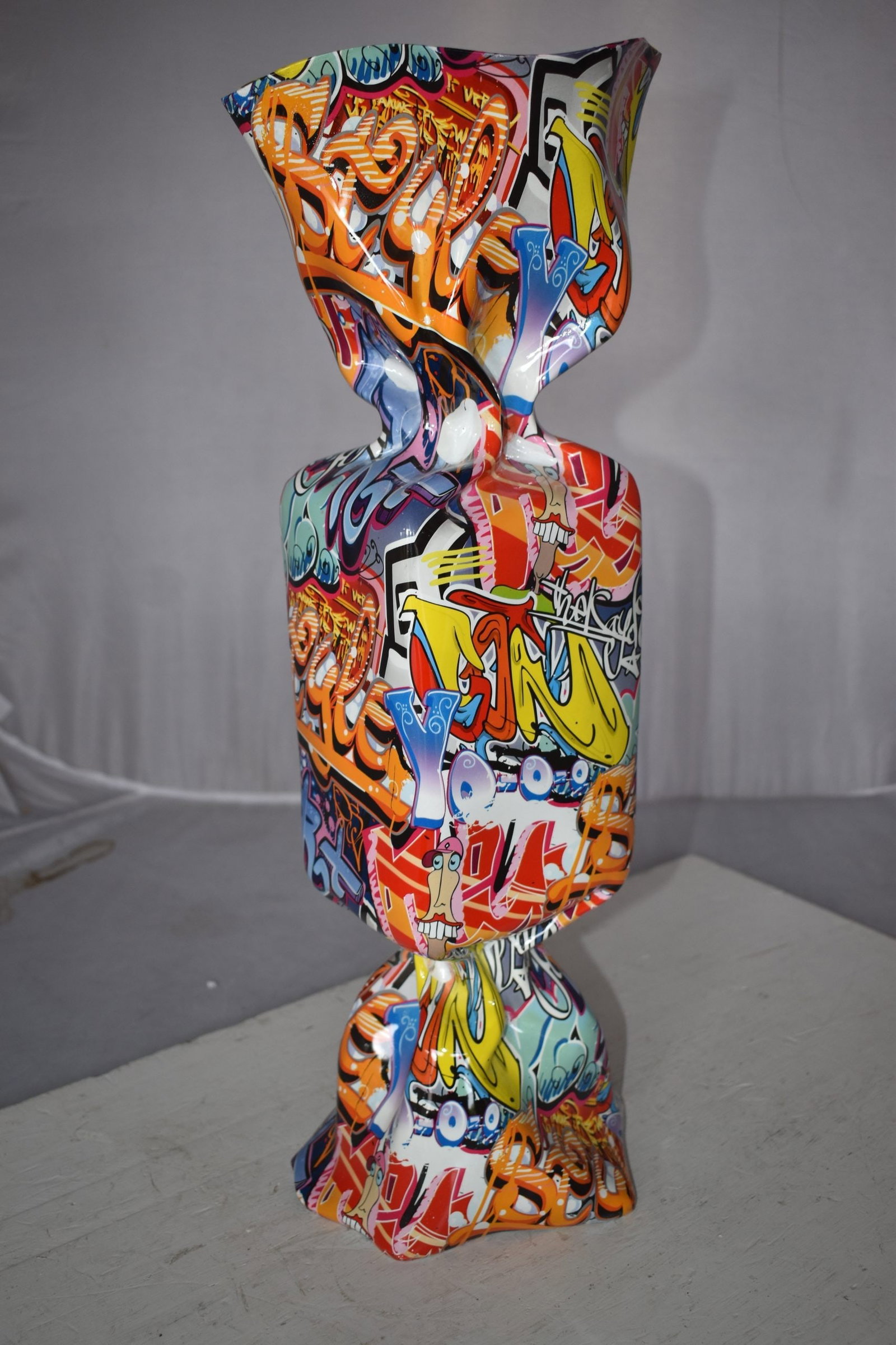 Modern Art of a Large Graffiti Candy Statue Made of Resin Size: 9" x 8" x 24"H - 8