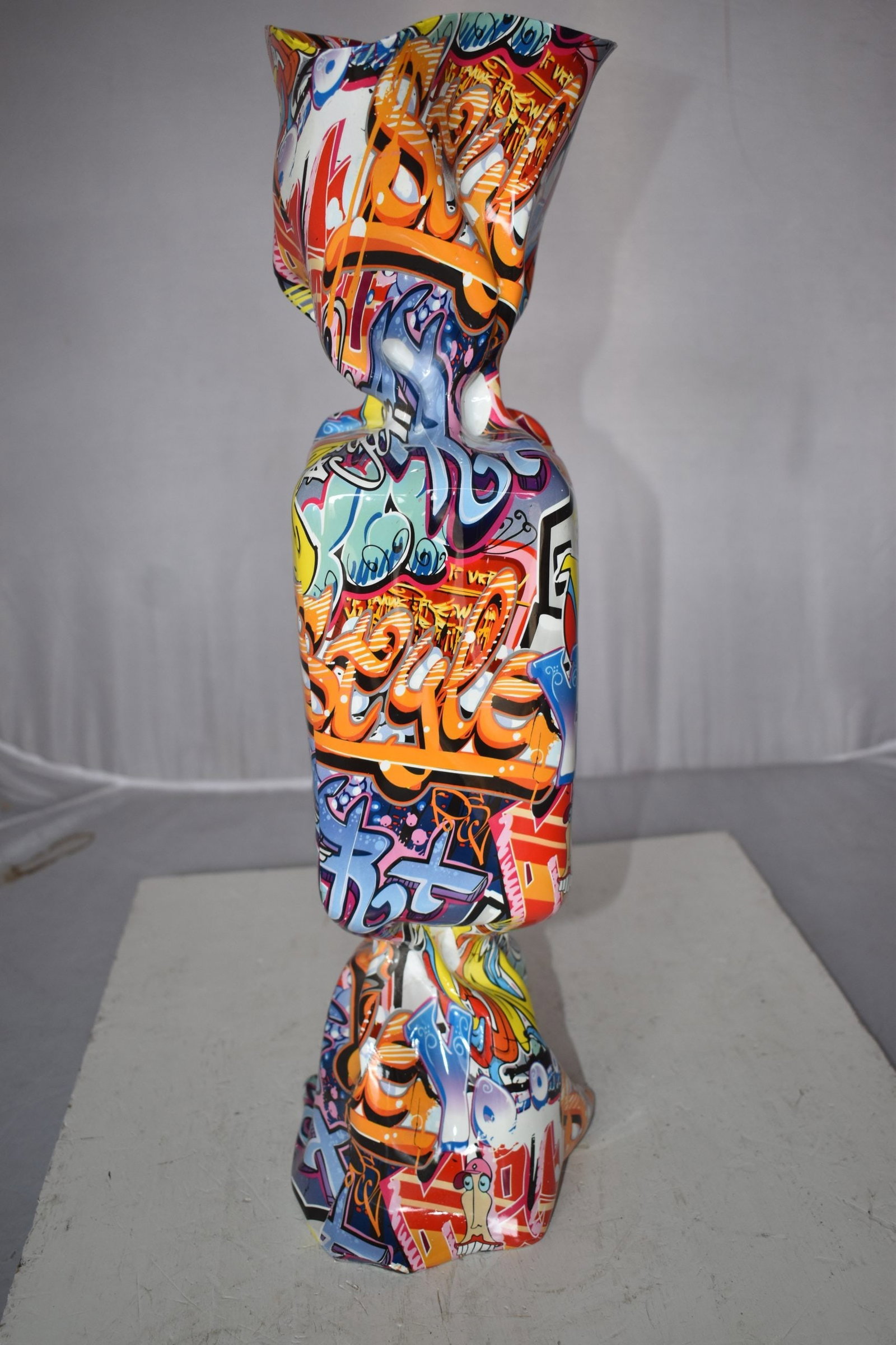 Modern Art of a Large Graffiti Candy Statue Made of Resin Size: 9" x 8" x 24"H - 9