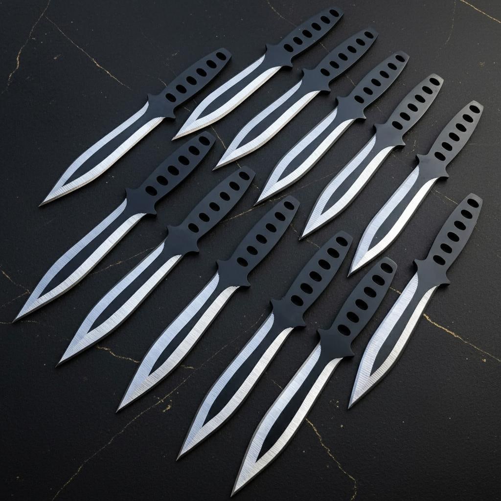 Set of 12 Kunai Throwing Knives 6" Tactical Fixed Blade Martial Arts Outdoor Steel: Title:Set of 12 Kunai Throwing Knives 6" Tactical Fixed Blade Martial Arts Outdoor Steel Description:This listing is for a complete 12 piece set of tactical kunai throwing knives. These well-balanced,