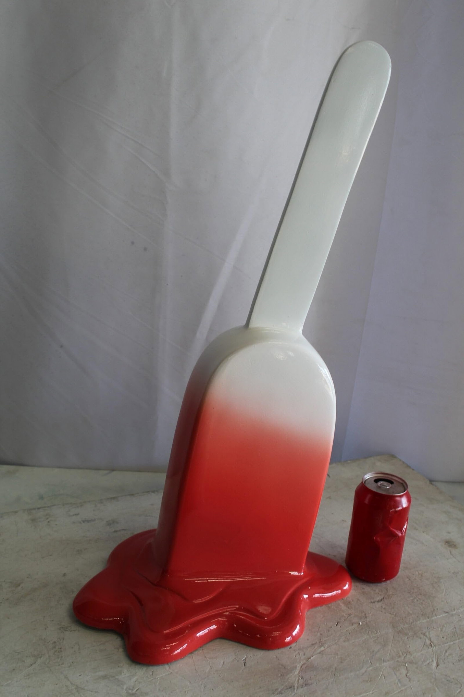 Red and White, Giant Popsicle made of Fiberglass 9" x 12" x 24"H - 3
