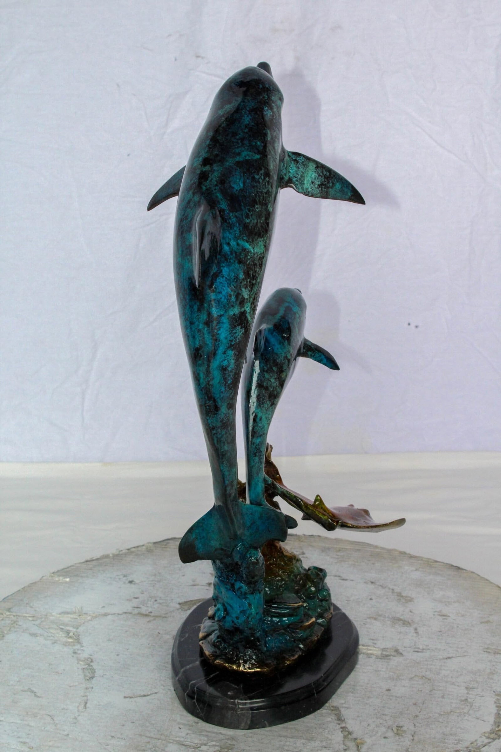 Enchanting Bronze Mermaid with Two Dolphins Statue – Handcrafted Lost Wax Sculpture with - 10