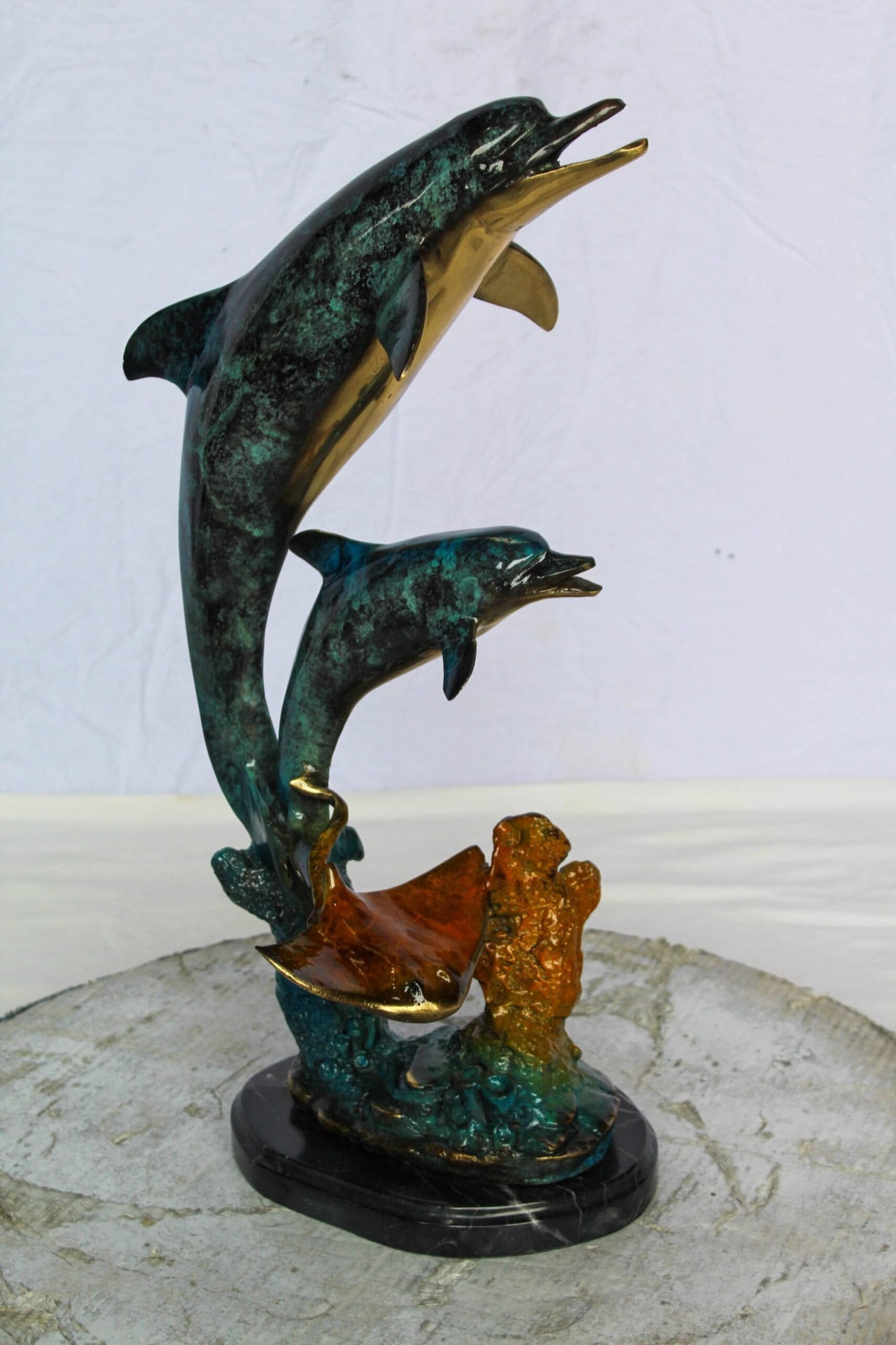 Enchanting Bronze Mermaid with Two Dolphins Statue – Handcrafted Lost Wax Sculpture with - 8