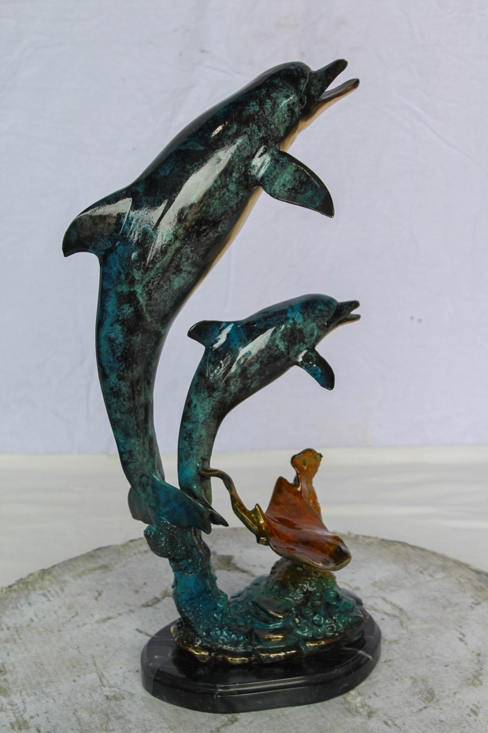 Enchanting Bronze Mermaid with Two Dolphins Statue – Handcrafted Lost Wax Sculpture with - 9