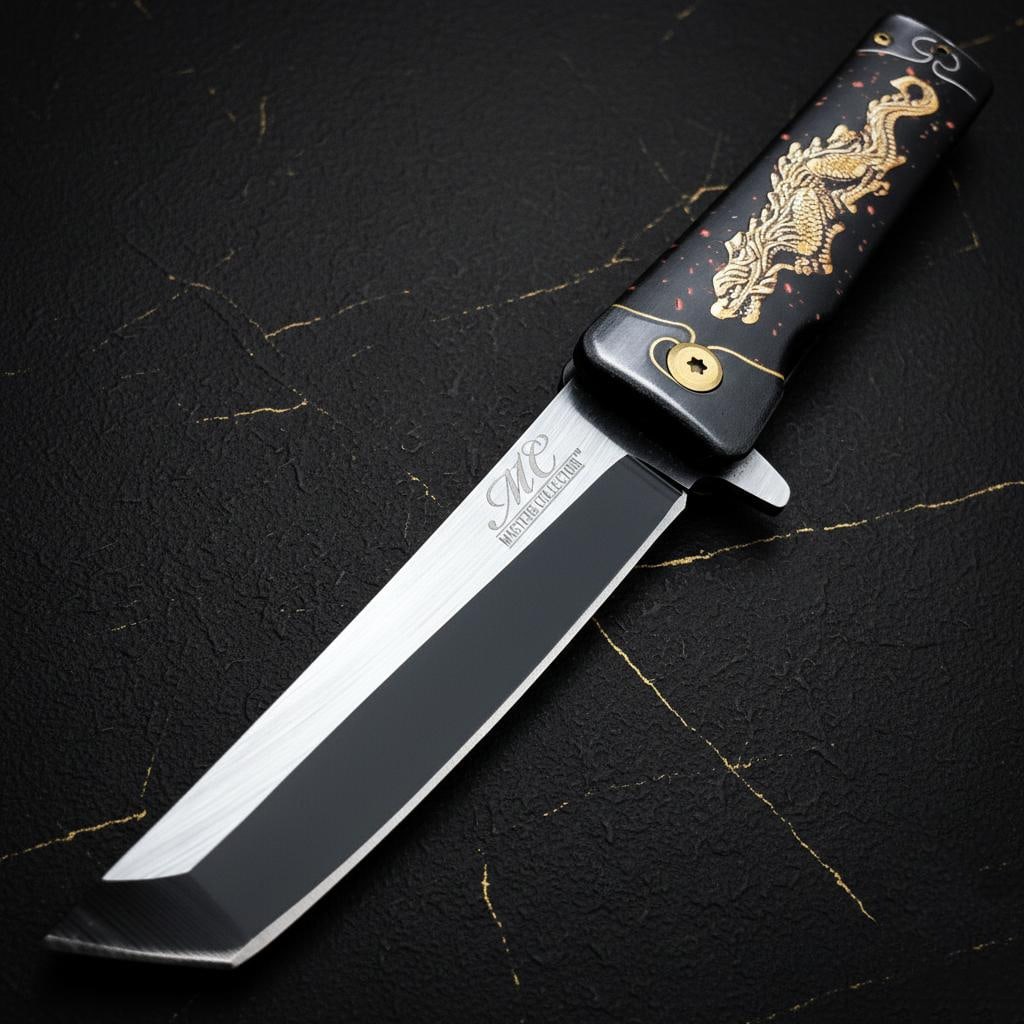 Japanese Style Dragon Tanto Knife 8" Spring Assisted Folding Pocket Blade Liner Lock: Title:Japanese Style Dragon Tanto Knife 8" Spring Assisted Folding Pocket Blade Liner Lock Description:This new Japanese style folding pocket knife is inspired by the classic Katana and features a str