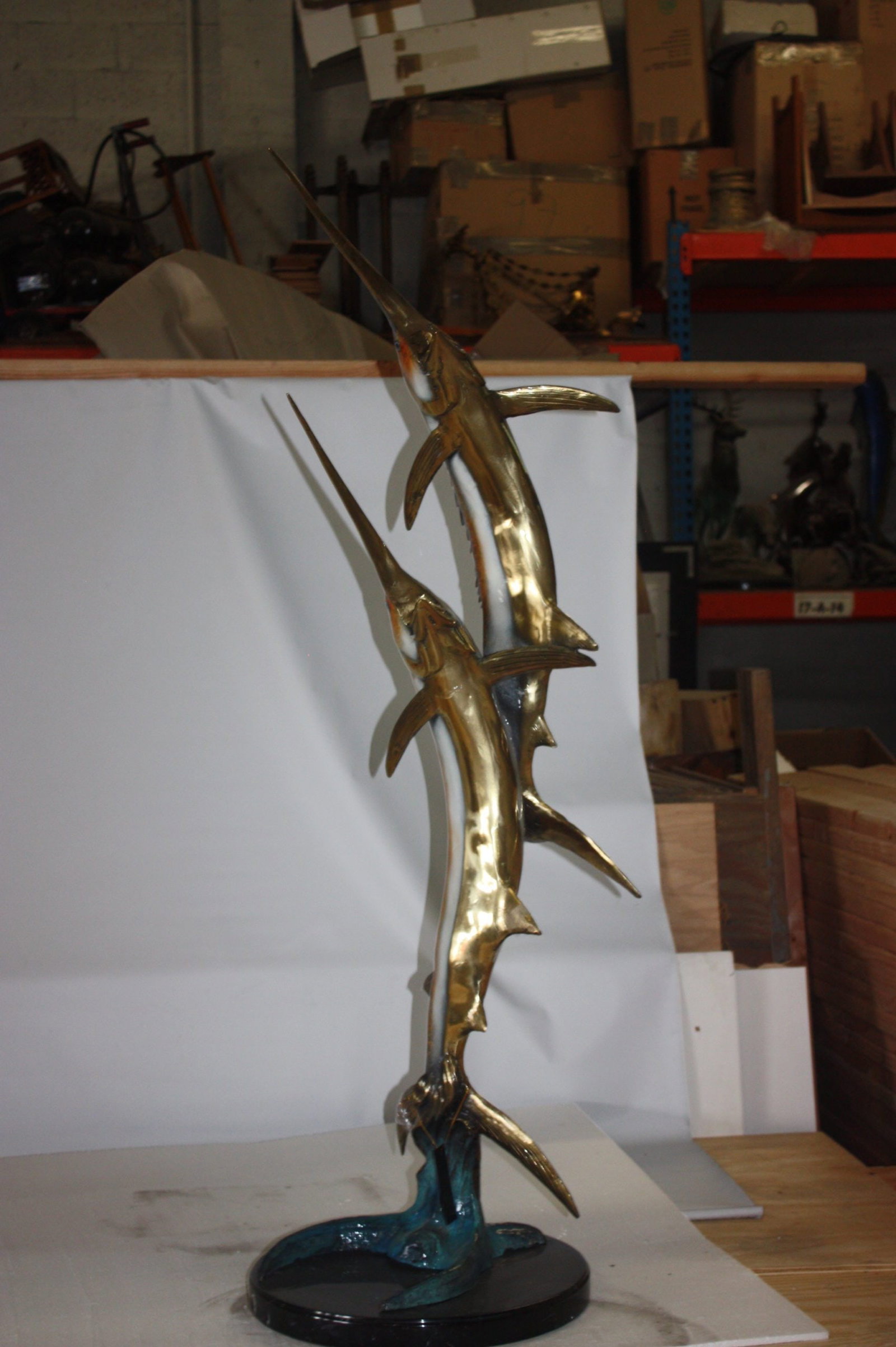 Two Sailfish 56"H Bronze Statue On A Marble Base - 10