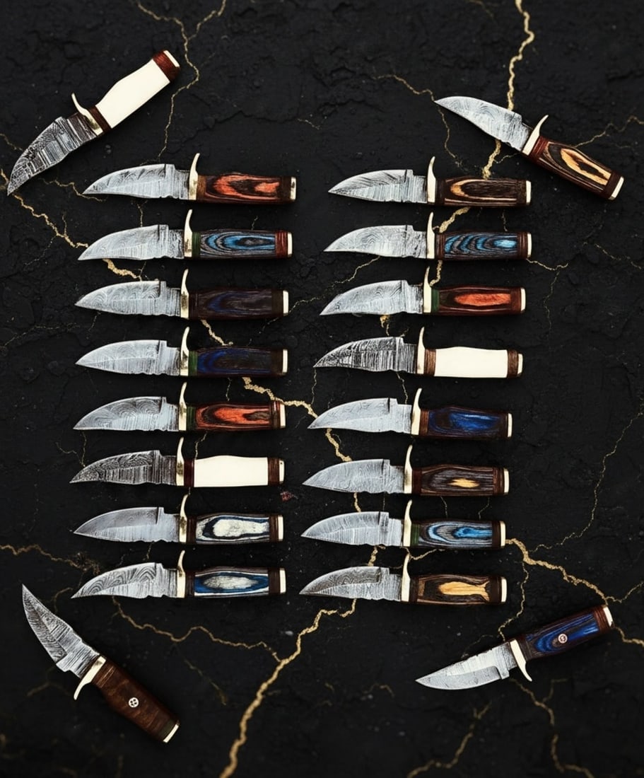 20pc Custom Handmade Damascus Steel 8" Hunting & Camping Knife Set USA Made (1 of 5)