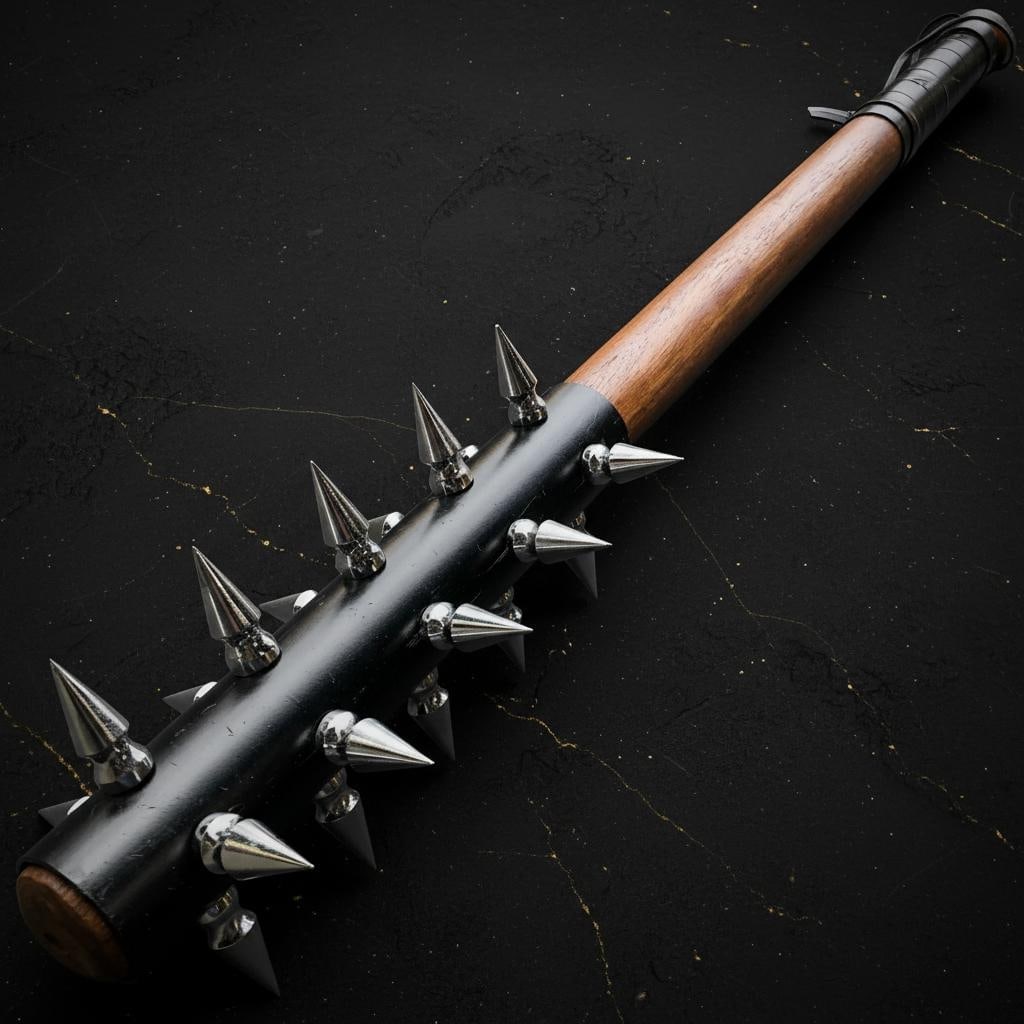 30 inch Spiked Medieval Mace Solid Hardwood Knight Club LARP Cosplay Bat: Title:30 inch Spiked Medieval Mace Solid Hardwood Knight Club LARP Cosplay Bat Description:This listing is for a medieval style spiked mace, inspired by the weapons of the Middle Ages. This solid