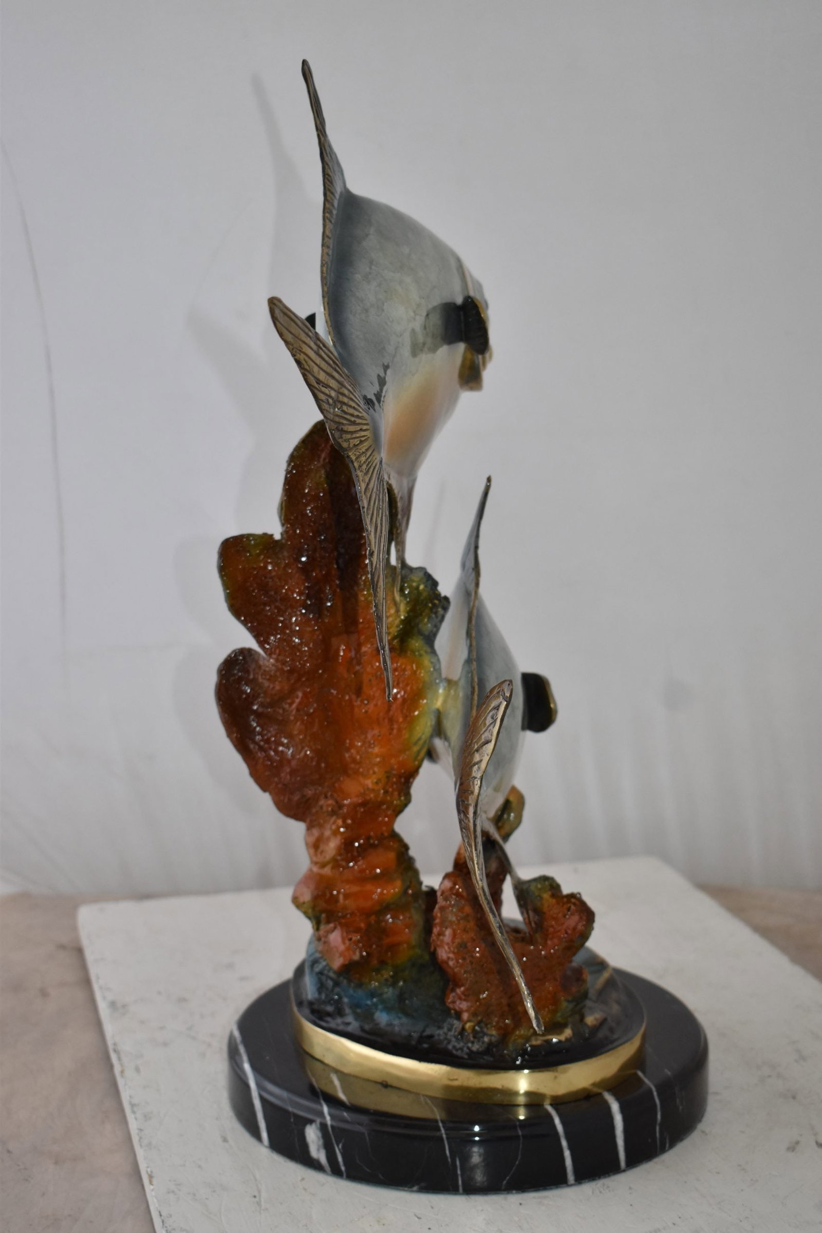 Two Permit Fish Swimming in The Ocean Bronze Statue Size: 13" x 19" x 25"H - 9