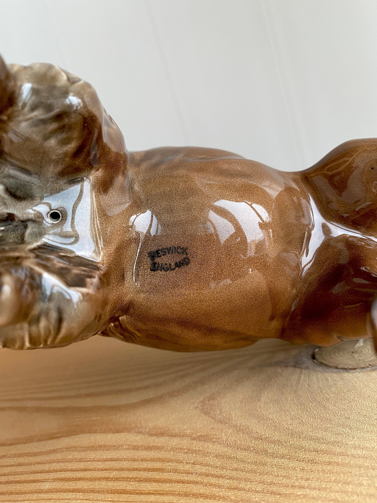 Signed Porcelain Bison Statue - 7