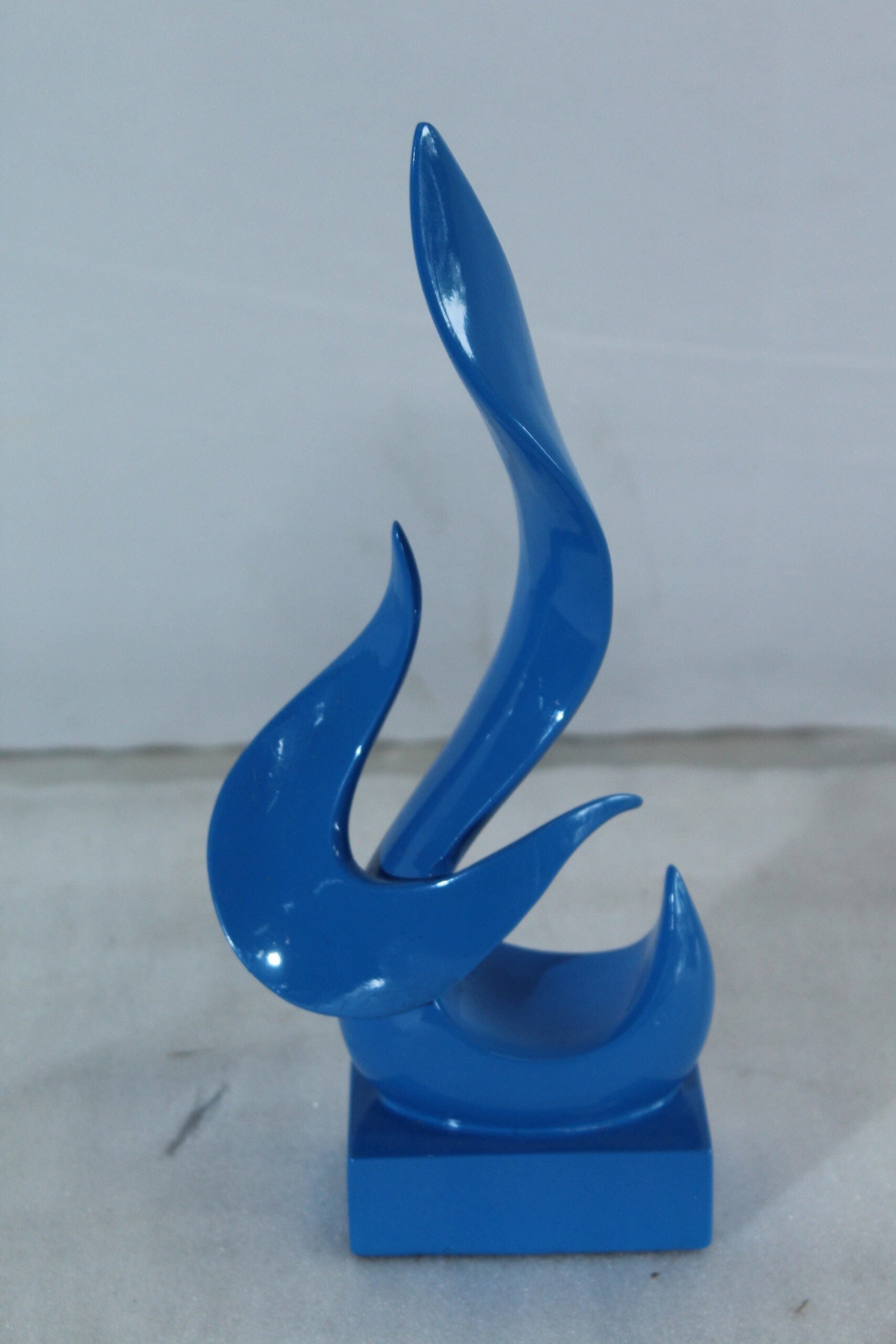 Resin Abstract Flame Sculpture –Bold Blue Indoor/Outdoor Modern Art Statue with Glossy Finish, - 11