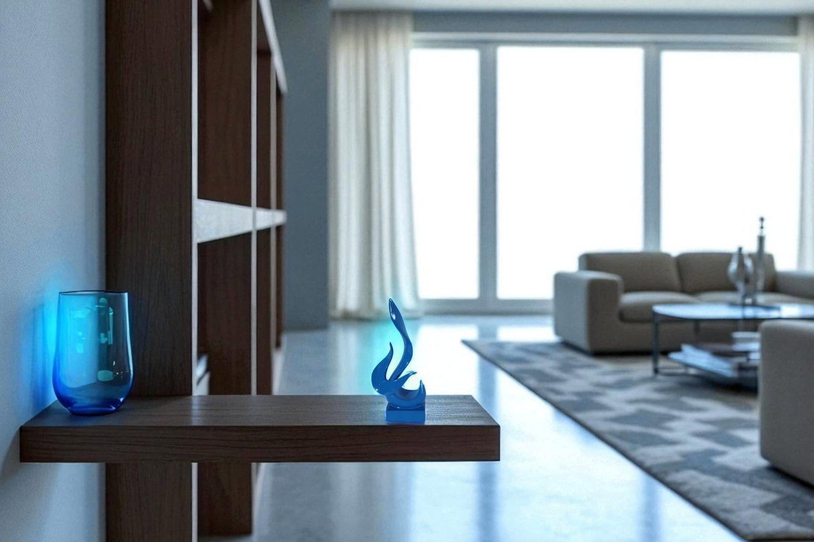 Resin Abstract Flame Sculpture –Bold Blue Indoor/Outdoor Modern Art Statue with Glossy Finish, - 2