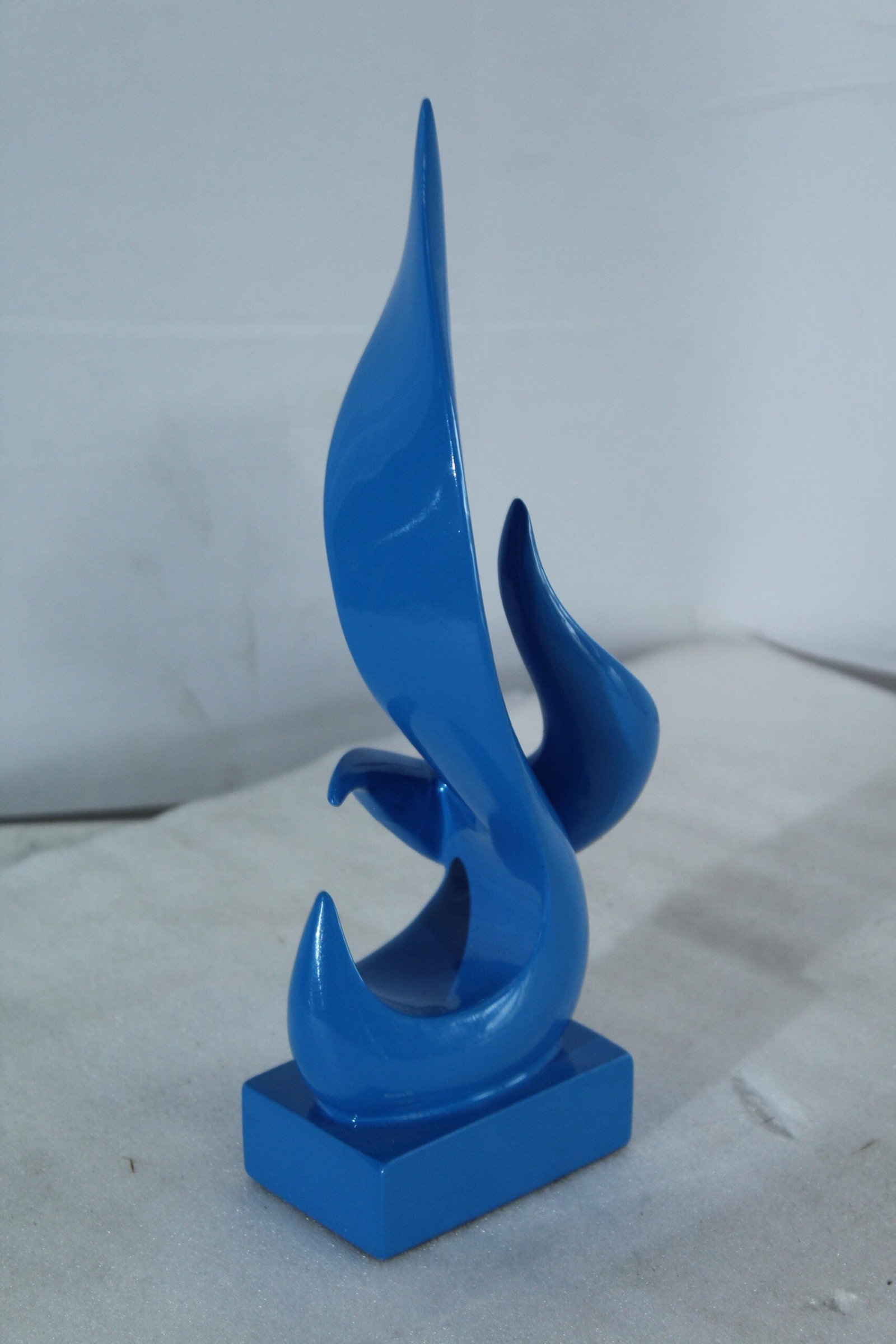 Resin Abstract Flame Sculpture –Bold Blue Indoor/Outdoor Modern Art Statue with Glossy Finish, - 6