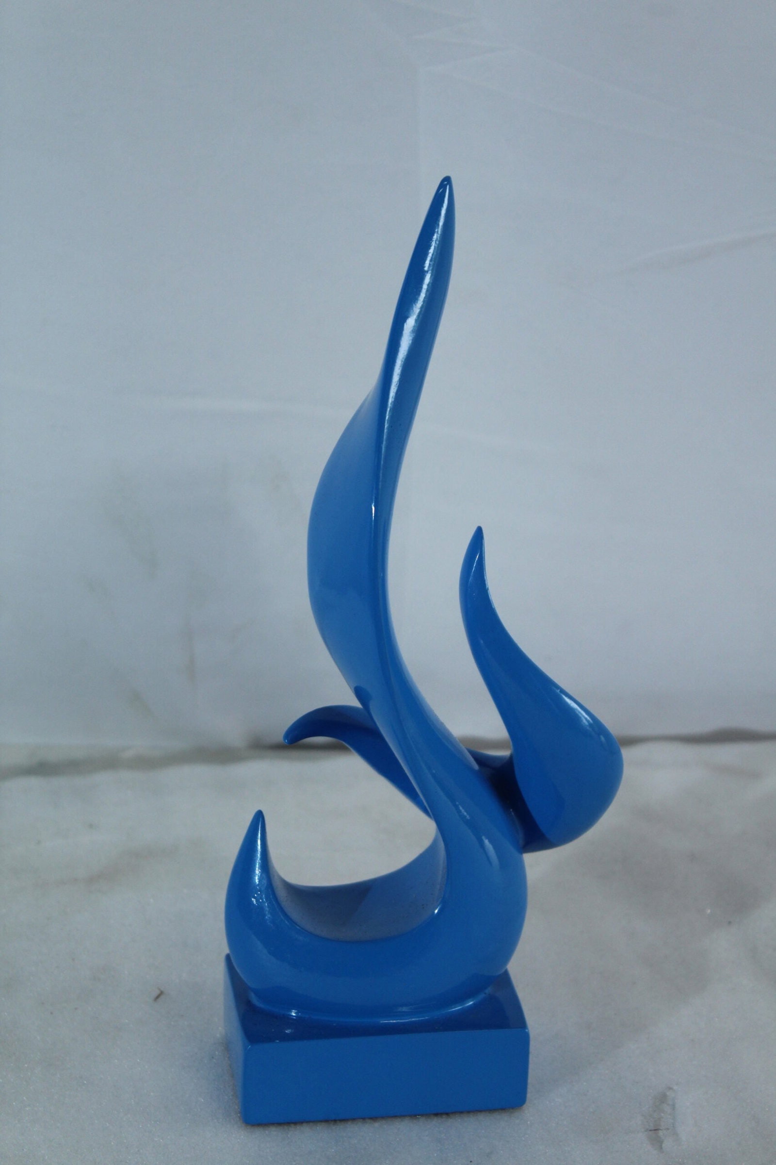 Resin Abstract Flame Sculpture –Bold Blue Indoor/Outdoor Modern Art Statue with Glossy Finish, - 7